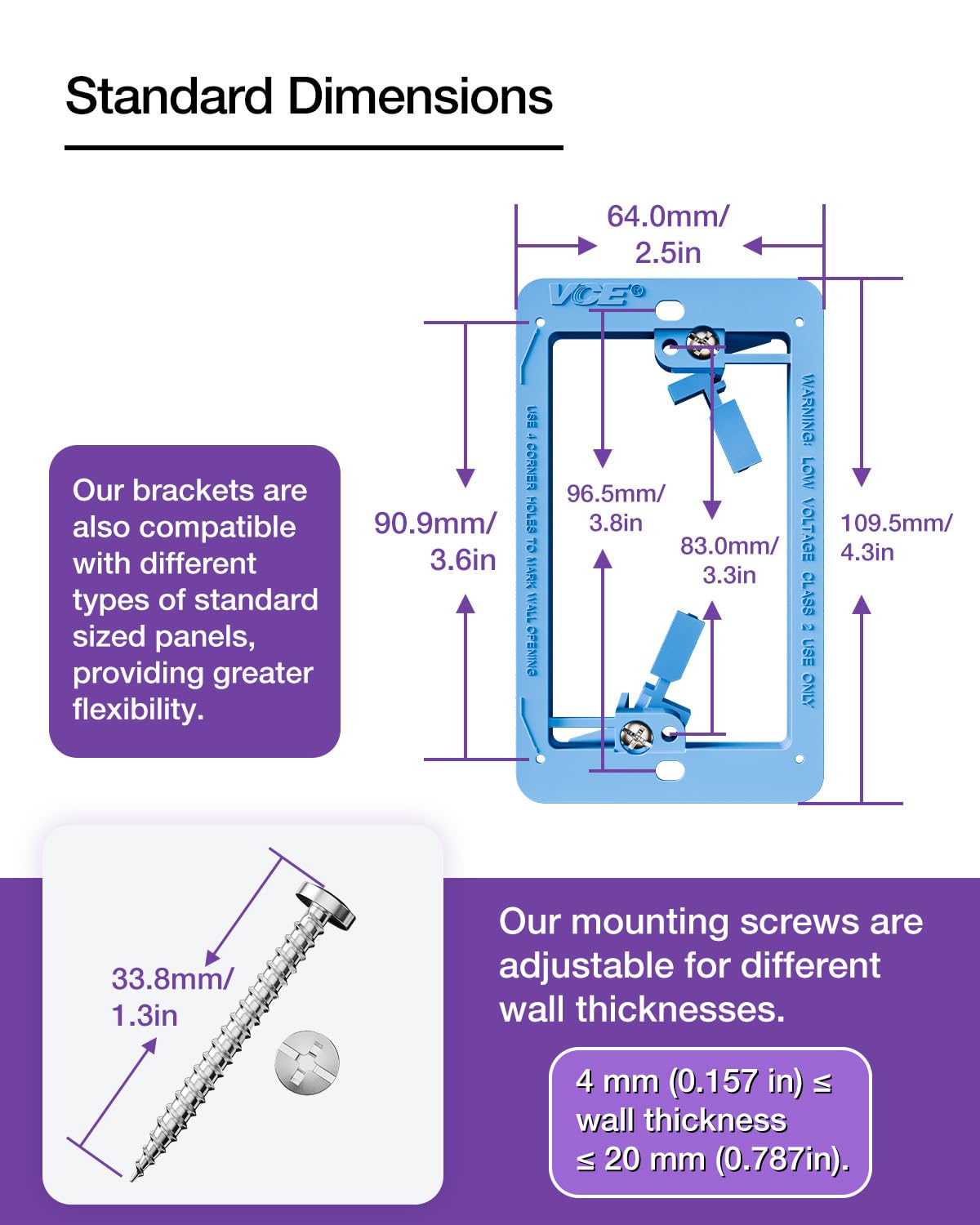 VCELINK Low Voltage Mounting Bracket, Flush Low Voltage Box, Blue 5-Pack — Amazon image 6