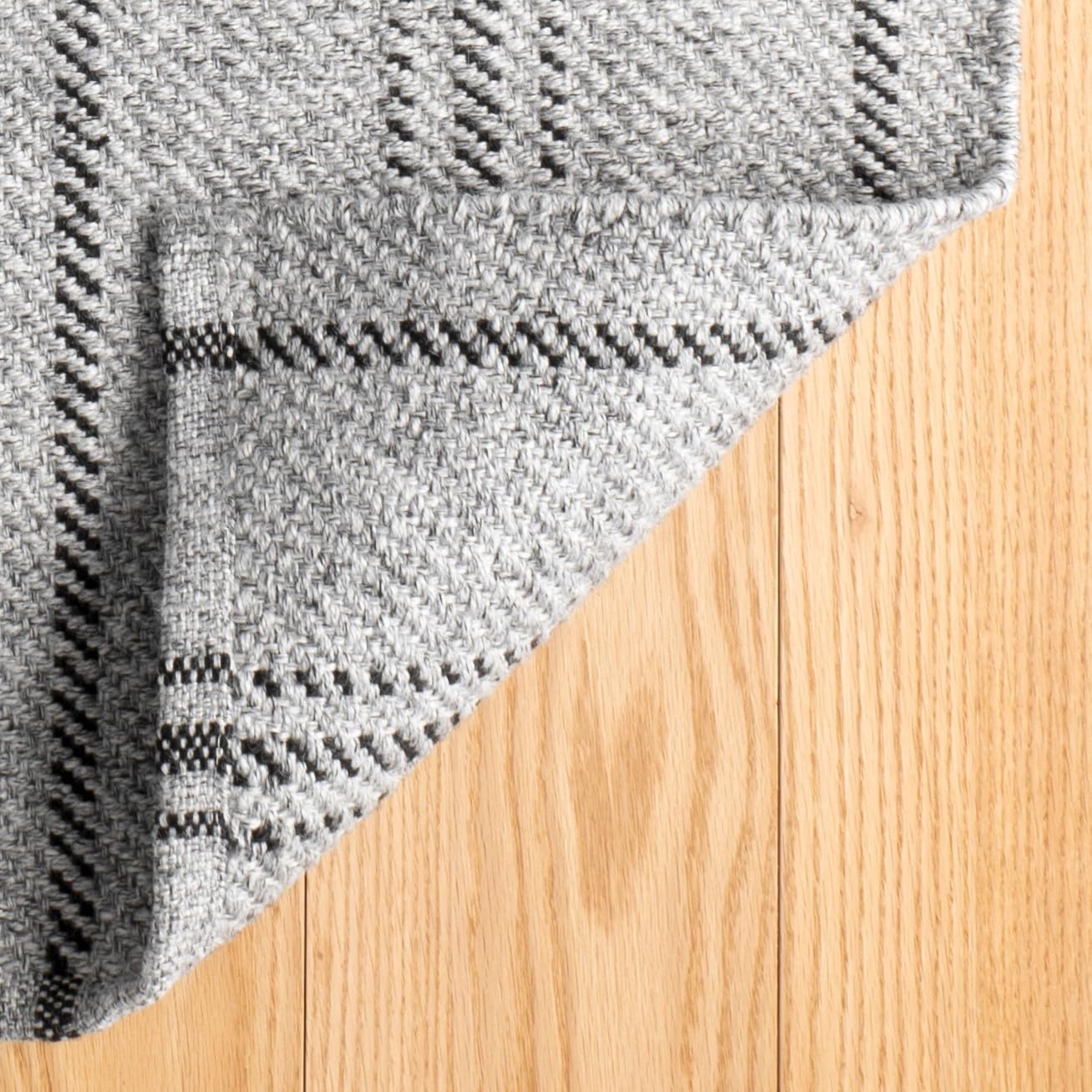 Dash and Albert Melange Stripe Grey/Black Handwoven Indoor/Outdoor Rug, 5 X 8 Feet, Grey/Black Stripe Pattern - Premium Luxury Hotel Quality Soft Breathable Hypoallergenic Machine Washable Easy