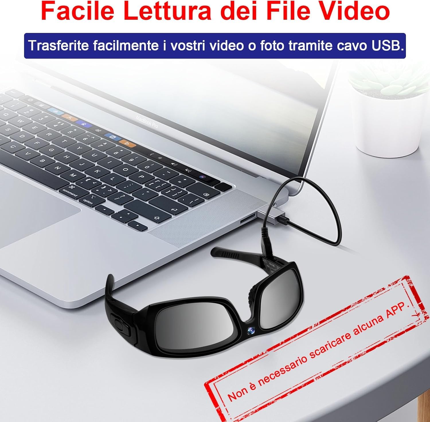 Occhiali da sole con telecamera nascosta spia Full HD 1080p, Bluetooth con cuffie per musica, telefono. Con lenti polarizzate con protezione UV, per attività all'aperto e viaggi - CW895