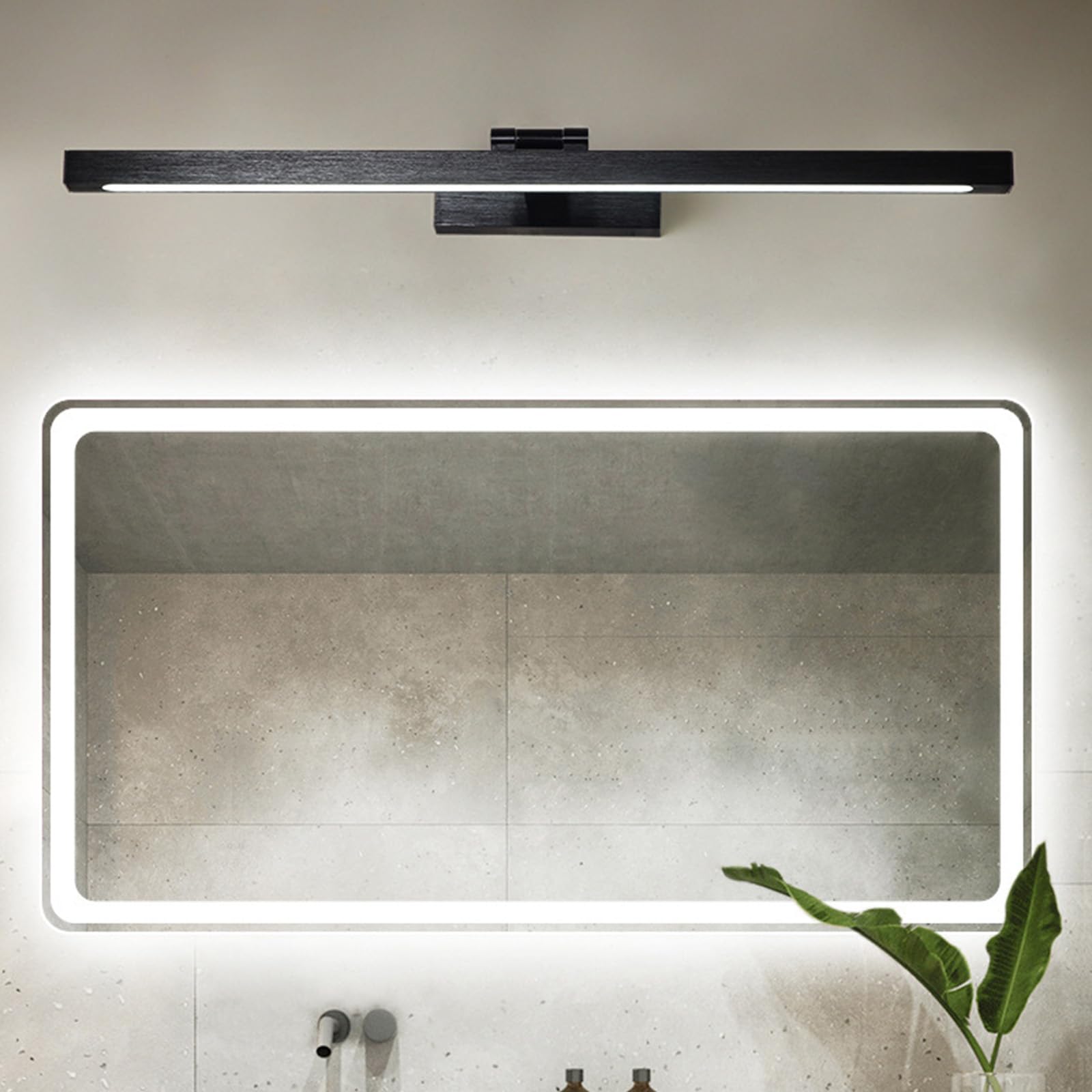 LED Spiegelleuchte Bad Wandleuchten Drehung Einstellbarer Winkel Wandbeleuchtung Bildbeleuchtung Aluminium Wasserdicht Wandleuchte Wohnzimmer Schlafzimmer Schminktisch (Schwarzes Neutrales Licht,40cm)