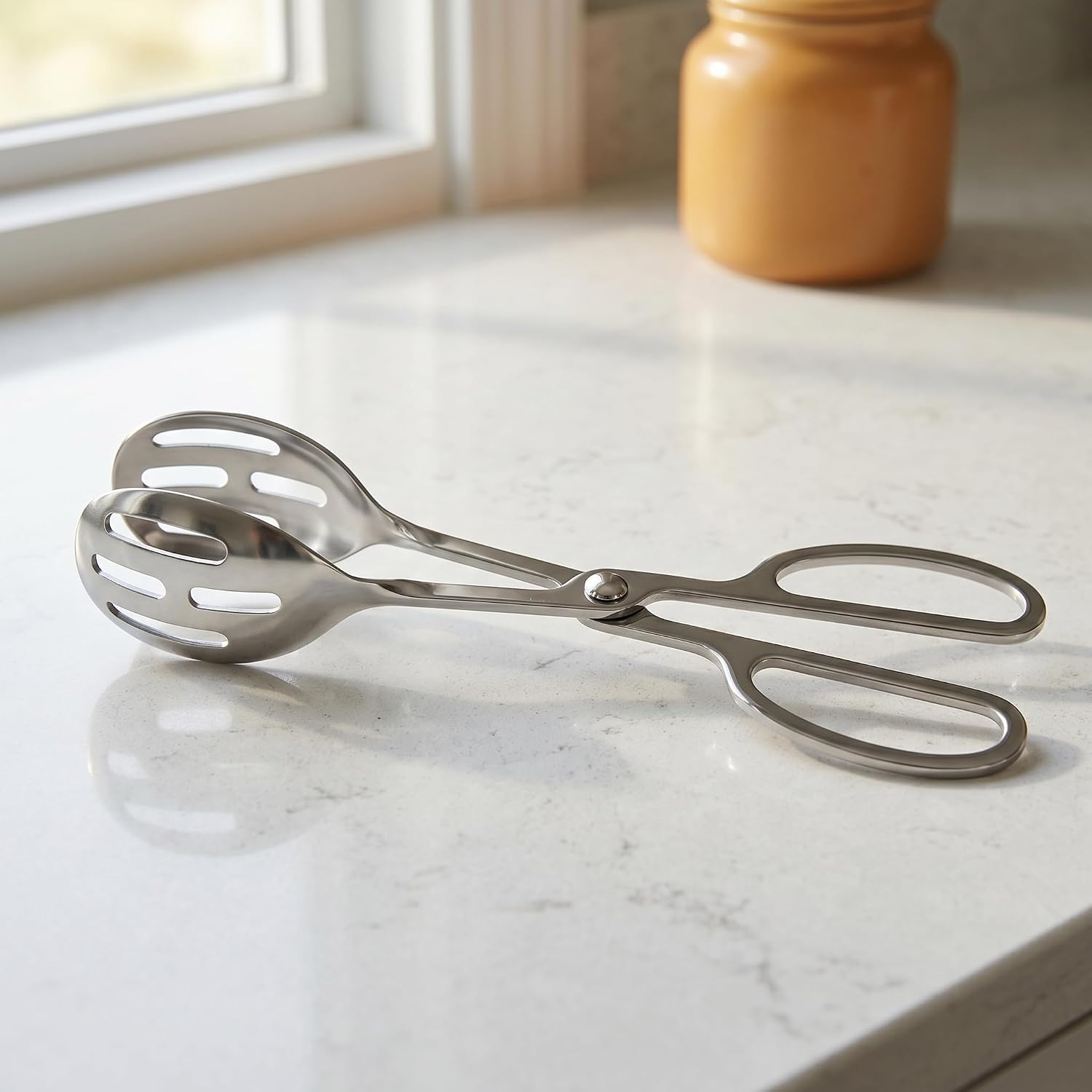 1 Pack 10 Inch Stainless Steel Food Tongs, Scissor Style Salad Tongs for Buffet, Catering and Party Serving, Kitchen Serving Tongs for Bread, Cake, Pastry, Steak, BBQ and Meat.
