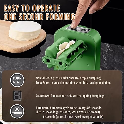 Miniatura 2 de OneNine Nueva máquina eléctrica para hacer albóndigas 2023, máquina automática de gyoza fácil con cuchara y cepillo, 2 modos para envolver bolas de