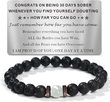 Sobriety Gifts for Men Women Sober Anniversary Month & Year NA Recovery Addiction Gifts Alcoholics Anonymous Milestone AA Cards Beaded Bracelets Valentines Day Easter Christmas Gifts for Him