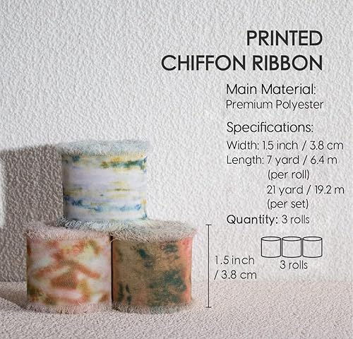 Miniatura 2 de Vitalizart Cinta de Gasa Naranja Tipo Seda de 1 1/2 Pulgada Cinta Impresa Deshilachada para Envolver Regalos Invitaciones de Boda Ramos de Flores