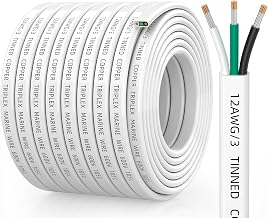 12 Gauge Marine Wire, 12/3 Triplex Marine Grade Cable, IP68 Waterproof/Oxygen-Free Tinned Copper Stranded PVC 12 AWG Wire for Boat, Automotive, RV, Solar, LED Strips (50FT)