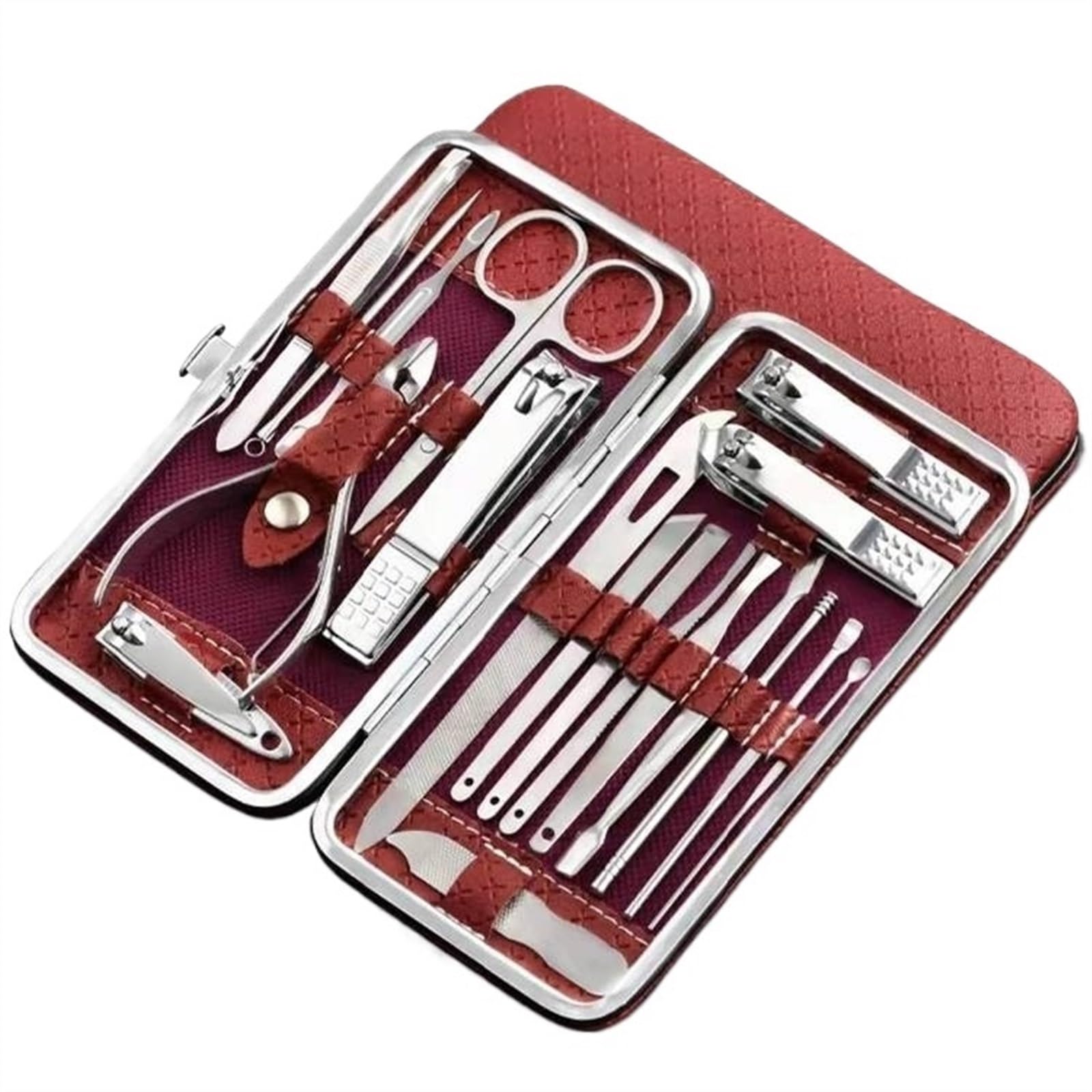 Kit Tagliaunghie Home Tagliaunghie Set di 18 pezzi Pinze for la pelle morta di grandi dimensioni Diagonale for rimuovere la pelle morta Piccolo tagliaunghie Sopracciglia Custodia in pelle Kit Manicure