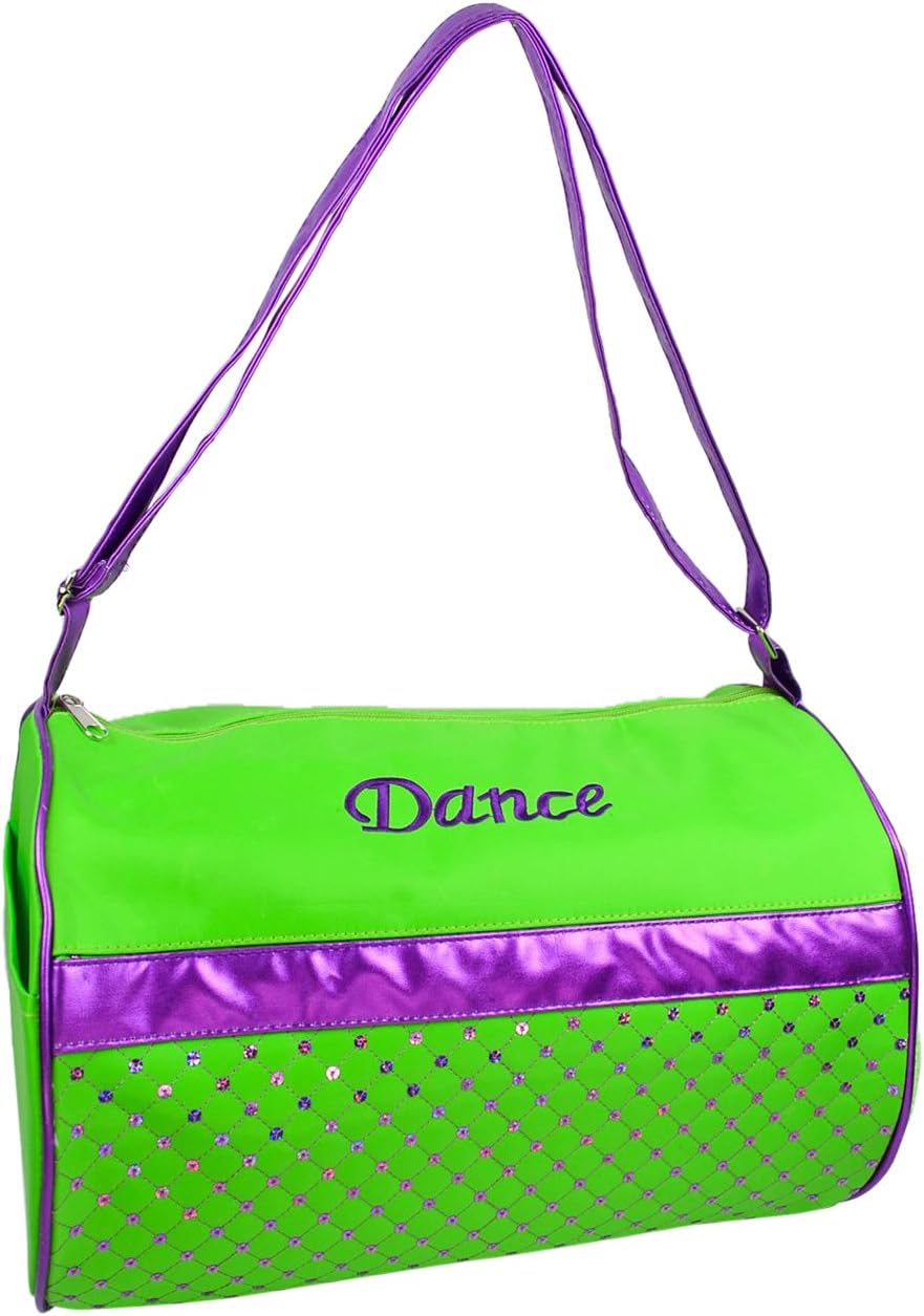 1PerfectChoice Girl's Dance Bag Duffle Bag, Laser Sequined With Silver Metallic