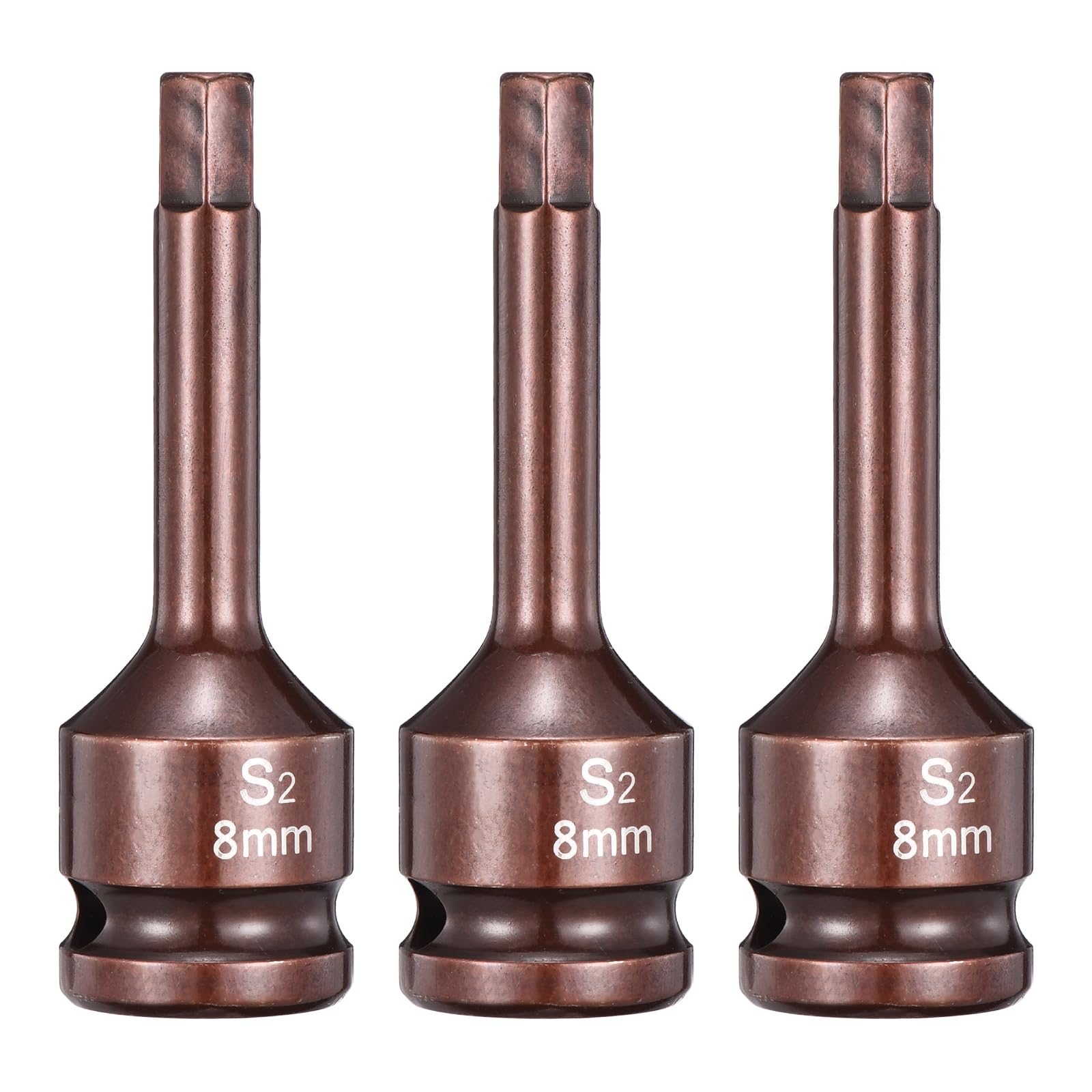 sourcing map 3pcs Impact Hex Bit Socket 1/2" Drive 8H (8mm) Hex Bits 3" Length S2 Steel Metric Impact Wrench Socket Adapter Tool for Automotive Repair Industrial Construction and Home DIY โ image 1