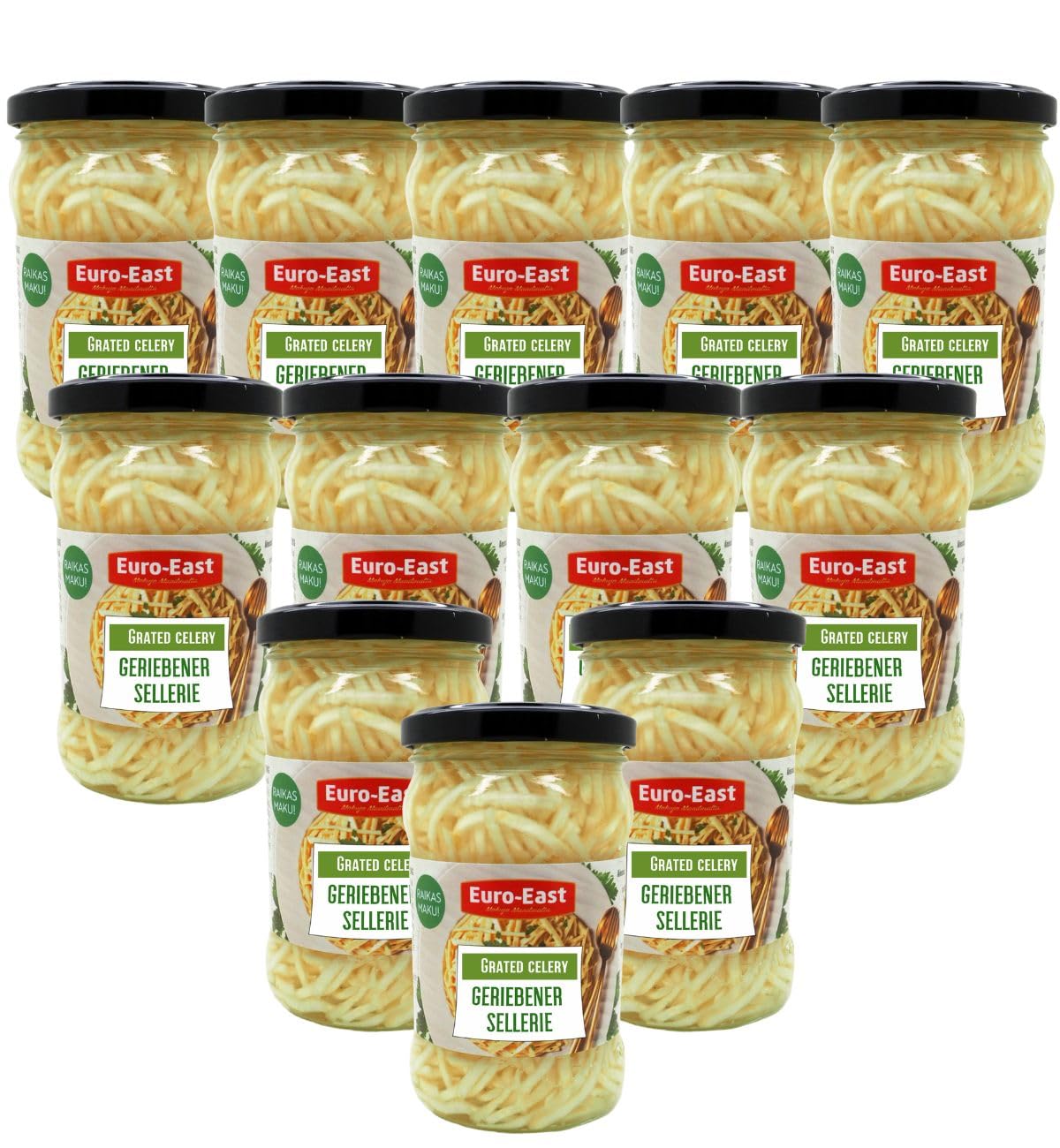 Euro-East Geriebener Sellerie 12er Pack im Glas x 280g | vegan, glutenfrei