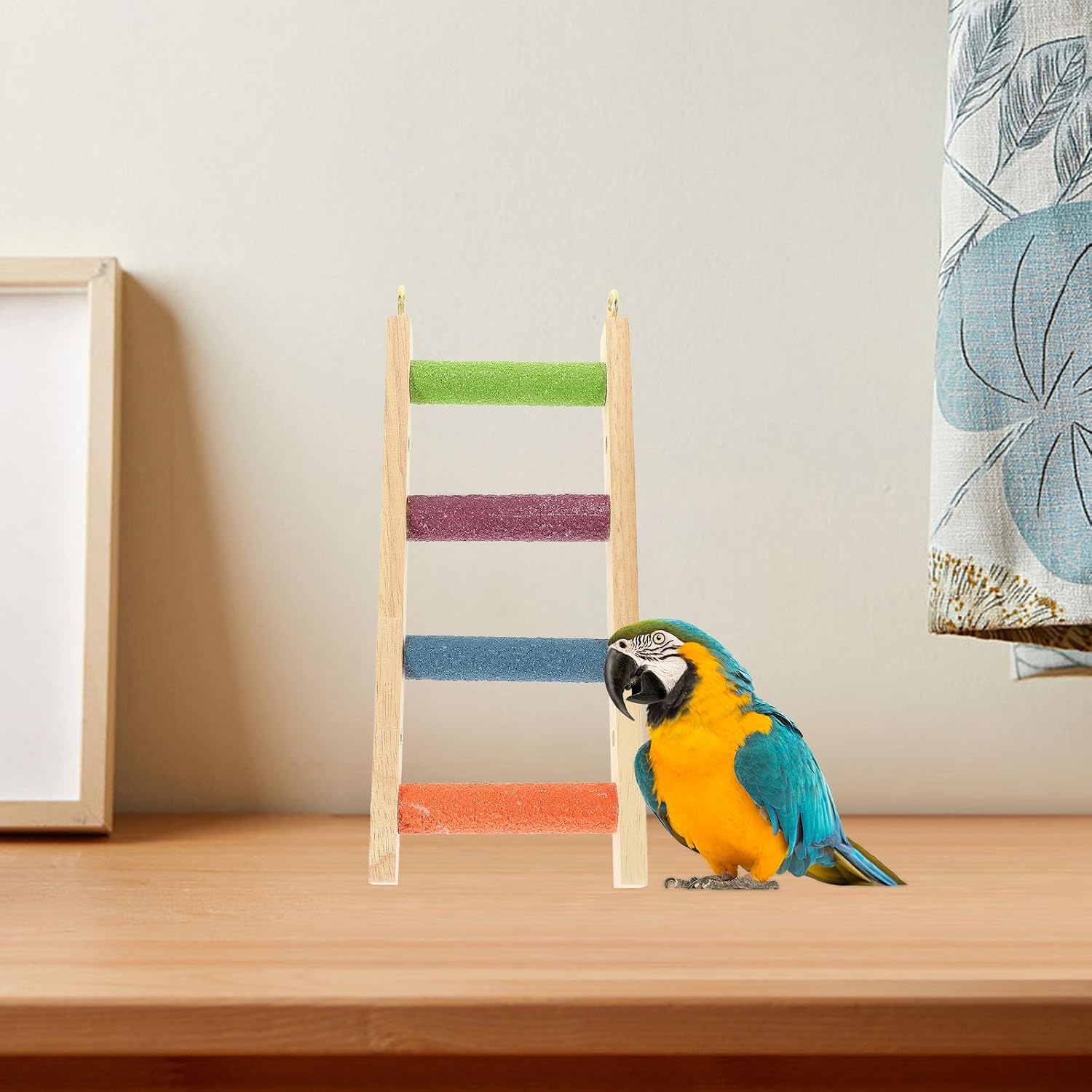 Bird Ladder Wooden Climbing Ladder with 4 Steps for Parrot, Hamster, and Small Pets Cage Accessories