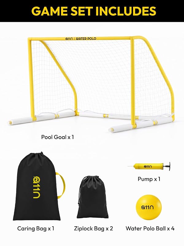A11N Sports Floating Water Polo Goal Set – Large 4.7ft x 3.1ft Pool Net with 4 Balls – Fun Summer Backyard & Pool Game for Teens & Adults - Yellow by A11N SPORTS - Image 13