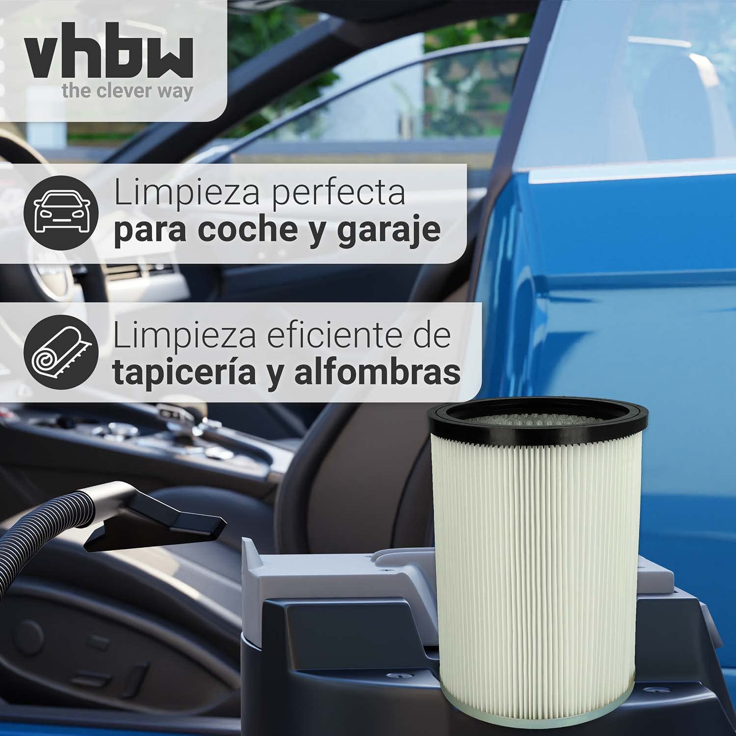 vhbw 5x Filtro plisado compatible con Kärcher NT 70/3 Tc *EU, NT 90/2 Me Classic *AR, NT 90/2 Me Classic *BR 127 V aspiradora - blanco
