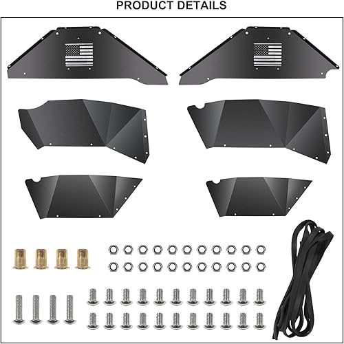 Miniatura 2 de Protectores de guardabarros interiores traseros para Jeep Wrangler JK 4WD y 2WD 2007-2018 de aluminio ligero protector contra salpicaduras (estilo