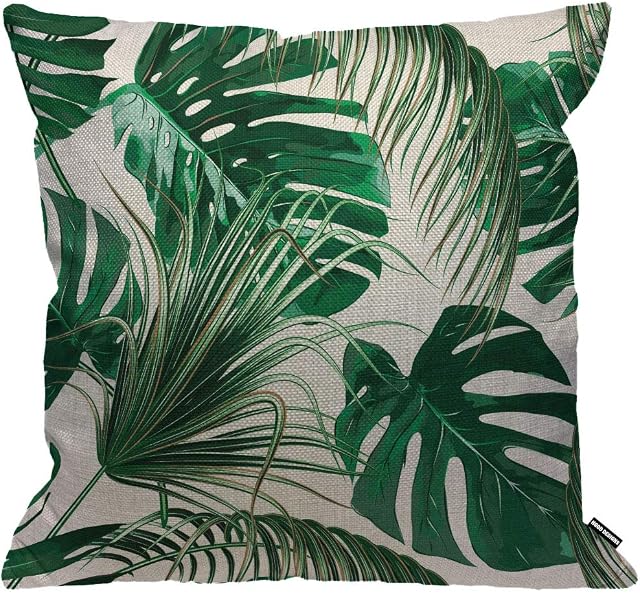 HGOD DESIGNS Cushion Cover Palm Leaves Jungle Leaf Throw Pillow Cover Home Decorative for Men/Women/Boys/Girls living room Bedroom Sofa Chair 18X18 Inch Pillowcase