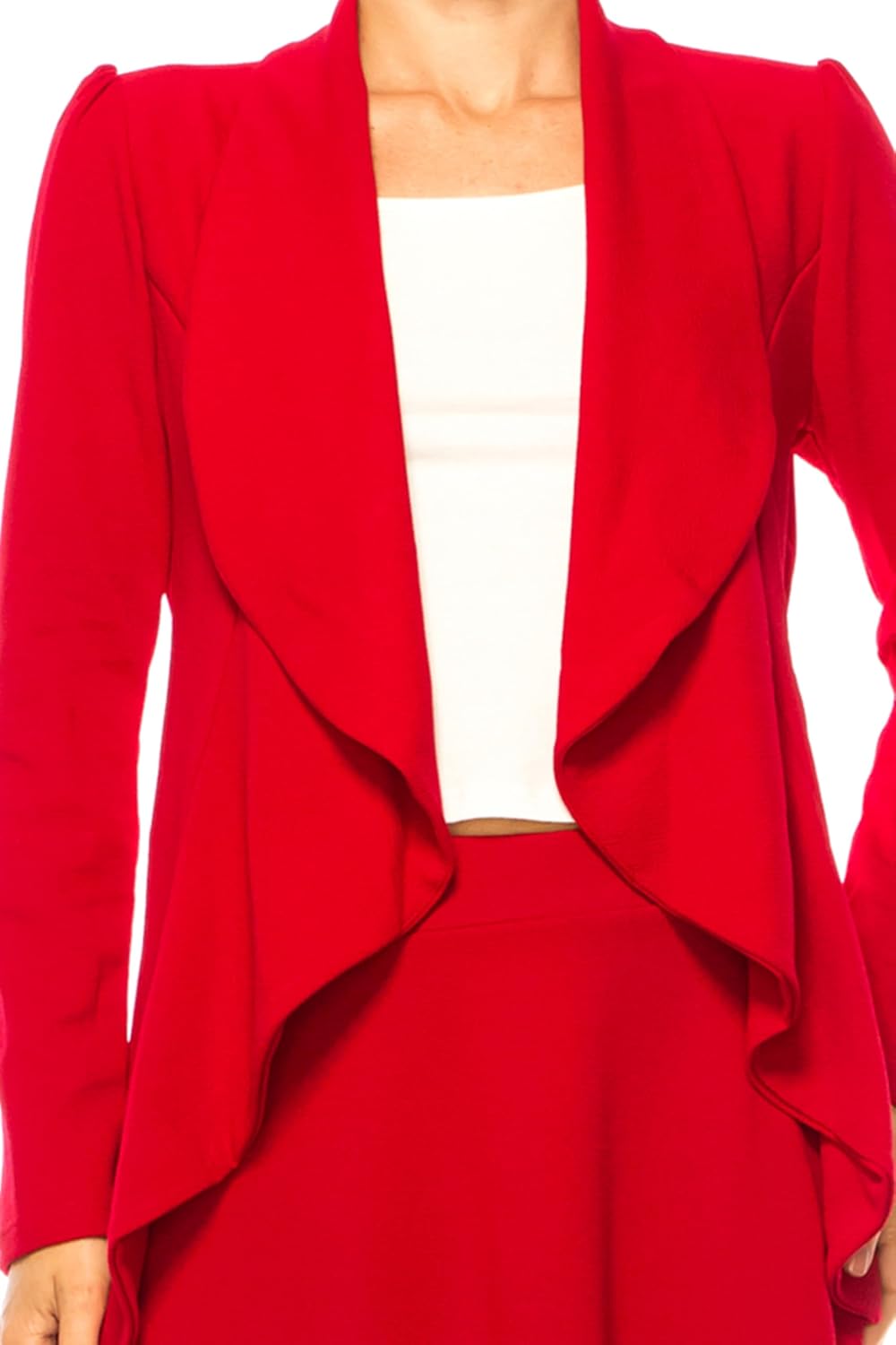 Women's Solid 2-Piece Set Open Front Blazer and Matching Midi Skirt