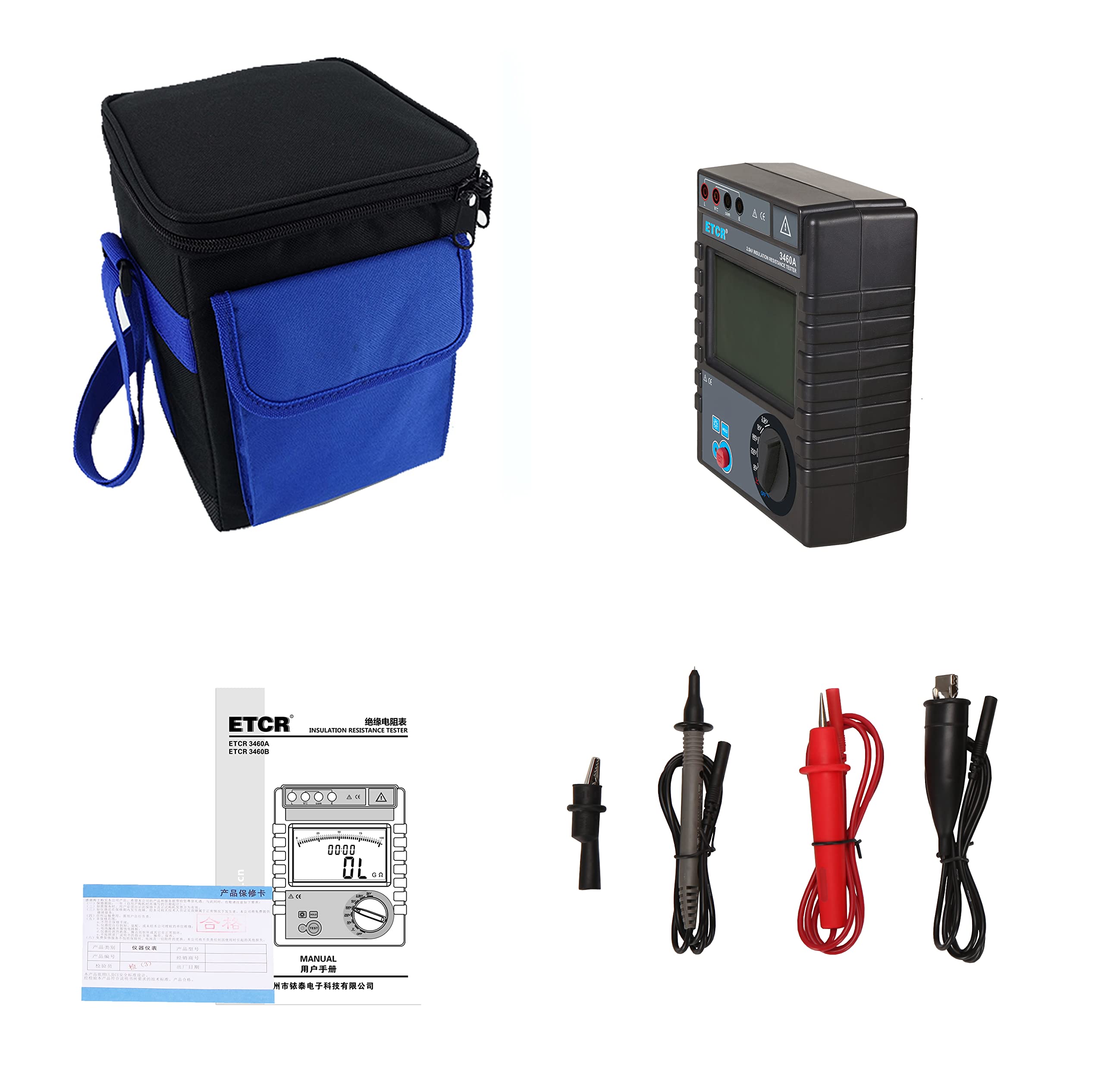 YuqiaoTime Insulation Resistance Tester ETCR3460A/B and ETCR3480A/B Insulation Resistance Tester up to 5KV,0.1MΩ- 400GΩ (ETCR3460A)