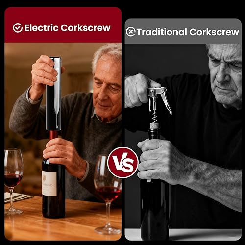 Miniatura 7 de Abridor eléctrico de botellas de vino con base de carga y cortador de papel de aluminio integrado, sacacorchos automático inteligente activado por