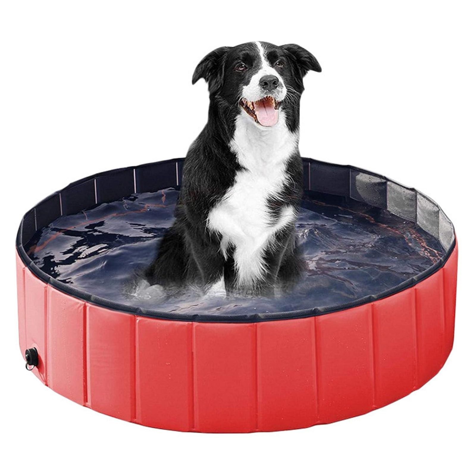 Caja plegable para partos y piscina para perros, piscina y bañera de plástico, para perros, piscina portátil para parto y baño (Rojo, 120 x 30 cm)