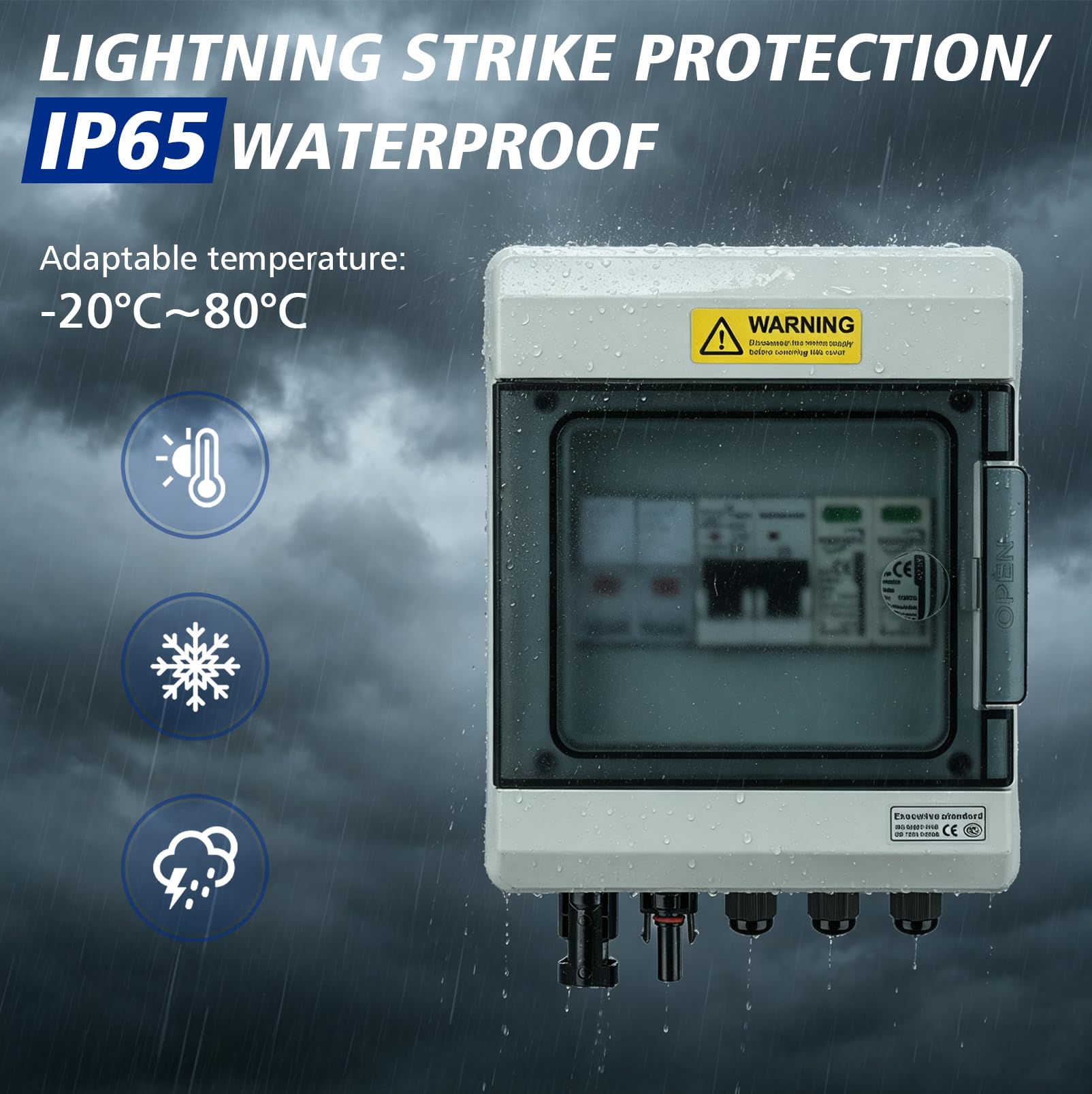 Protección Contra Sobretensiones Fotovoltaica con Fusible, 40A/1000V | Disyuntor CC, Disyuntor de Protección contra Rayos(1 In 1 Out), Caja de Conexión Solar Fotovoltaica IP65 a Prueba de Agua