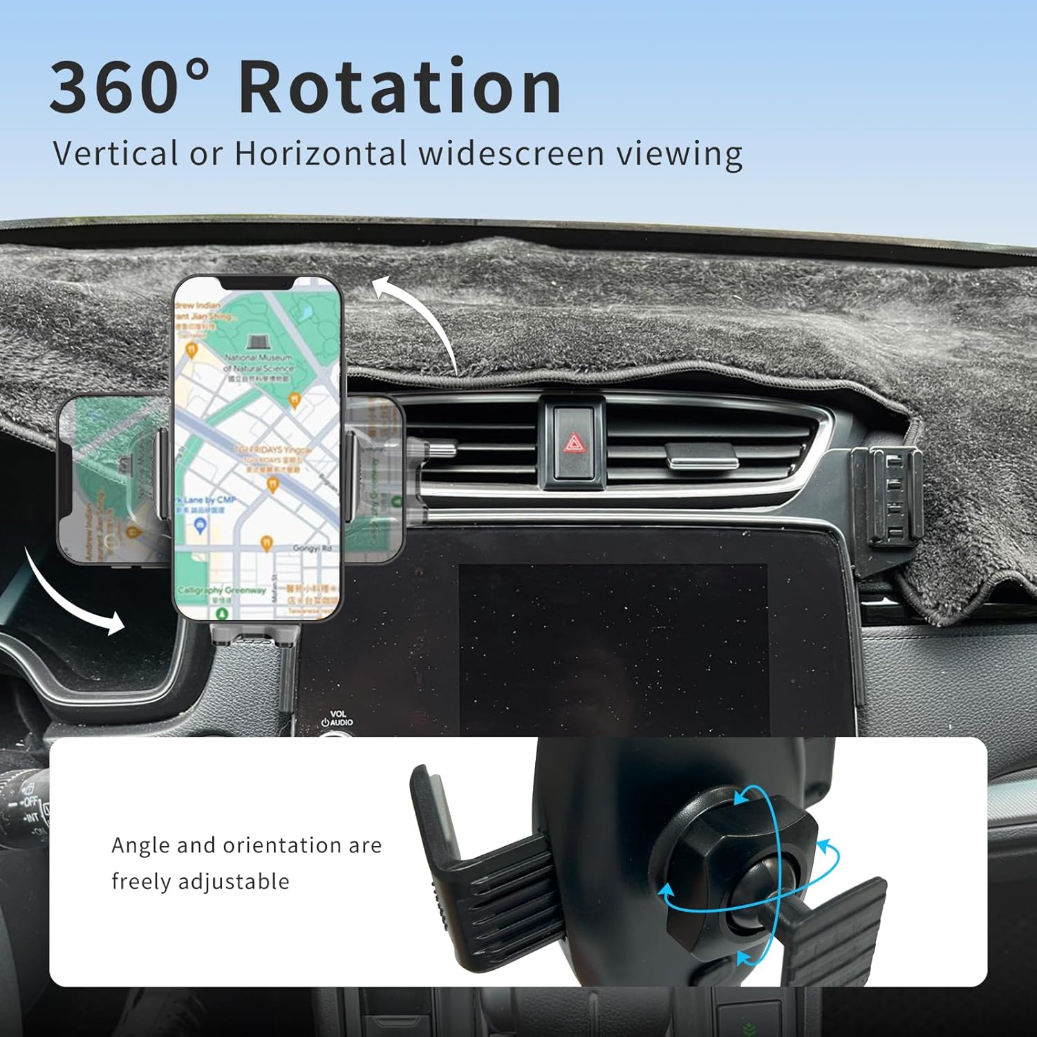 Car Phone Holder for Honda CR-V CRV 2017–2022 with 7/9-Inch Screen,Vehicle-Specific Phone Mount, 360° Rotating Adjustable Cradle,Hands-Free Cell Phone Holder, Honda CR-V Interior Accessories