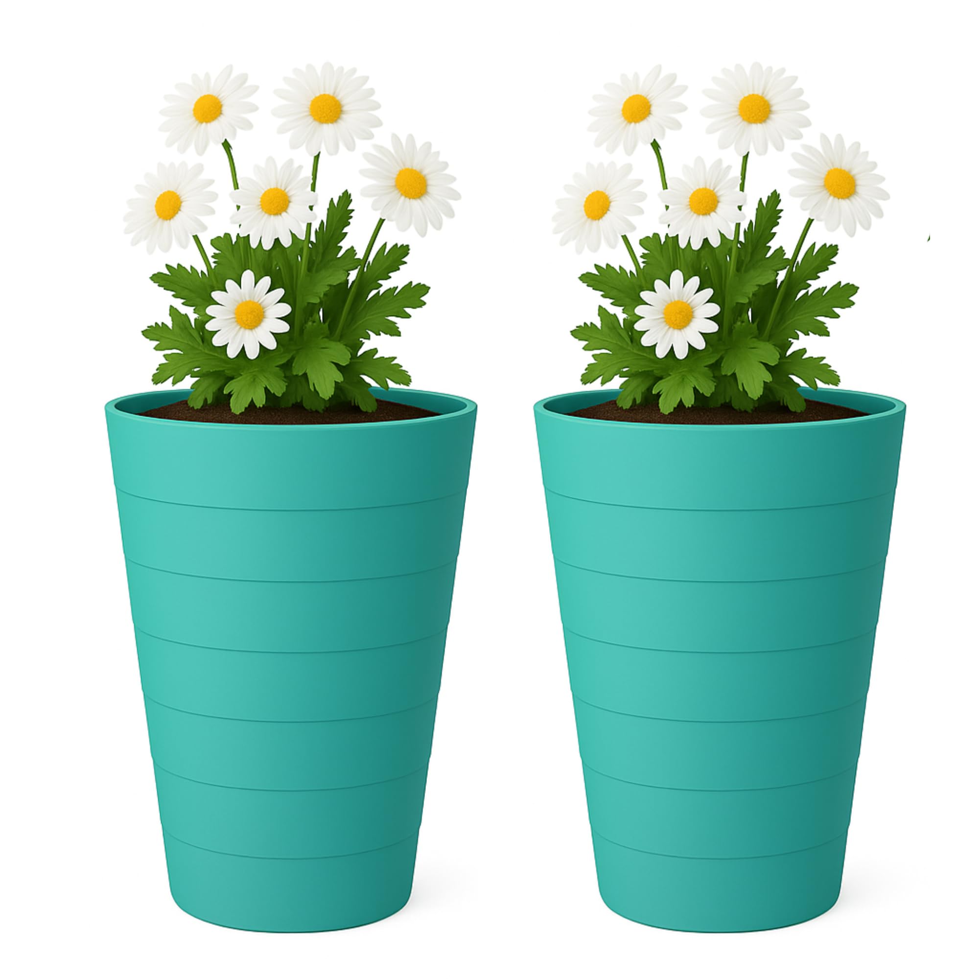 Maceteros Decorativos Interior y Maceteros Grandes Exterior - 3X Macetas Grandes Blanco Elegante (30 cm) Macetas Plastico con Drenaje - Tiestos para Plantas, Jardín, Terraza y Balcón — view 19