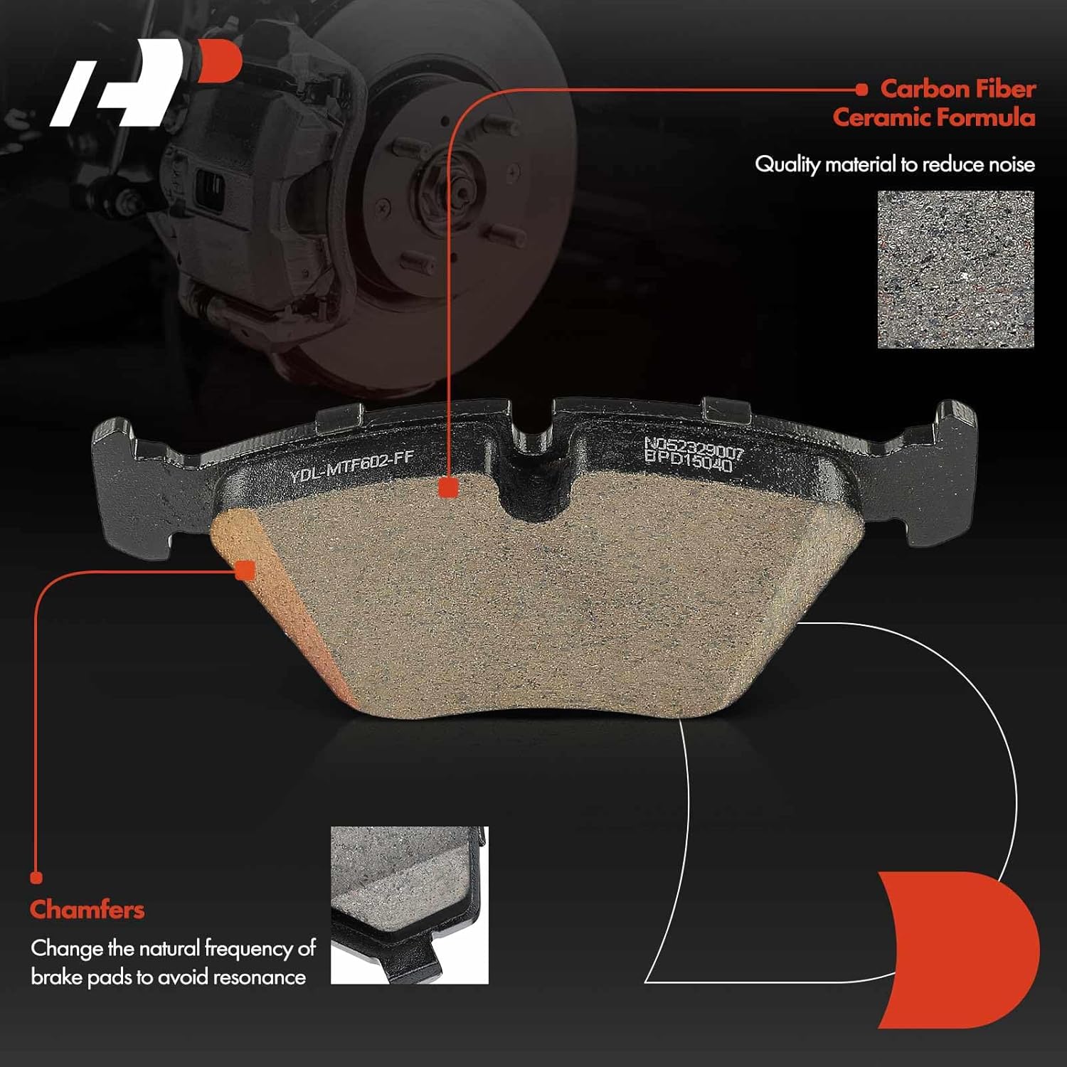 A-Premium Front Ceramic Brake Pads Set Compatible with BMW F10 Series 528i xDrive 2012-2016, 528i 2011-2016, 4-Pack