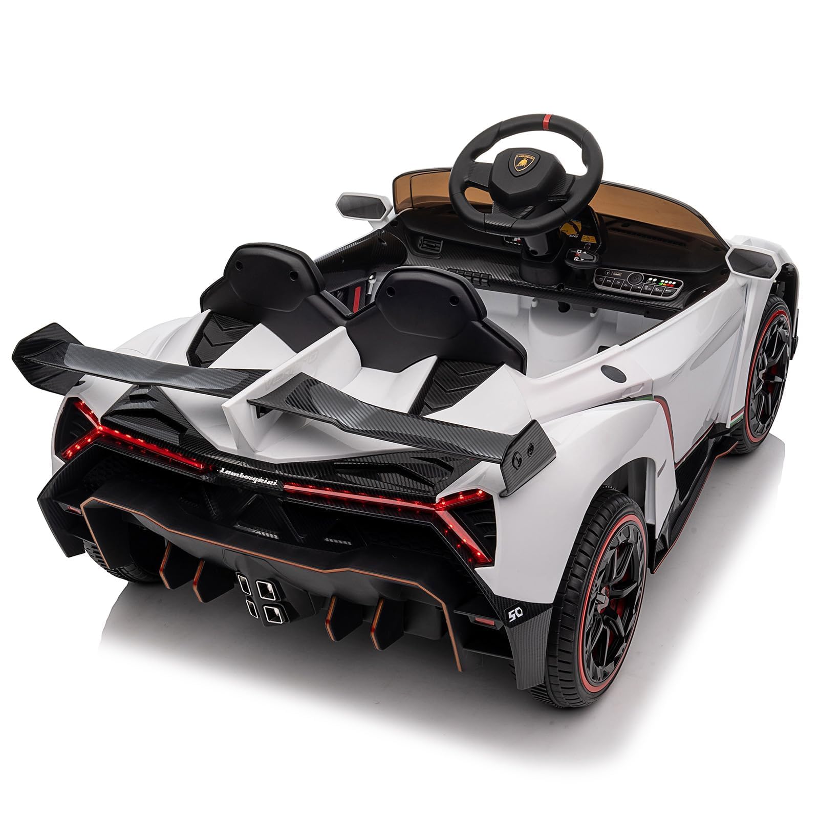 Garvee Kinder Elektroauto Lamborghini 12V – 2 Sitze, 2 Motoren, 2.4G Fernbedienung, Hupe, Musik, Bluetooth & USB, Vorwärts-/Rückwärtsfahrt, Elektrisches Kinderfahrzeug Für Kinder Ab 3 Jahre