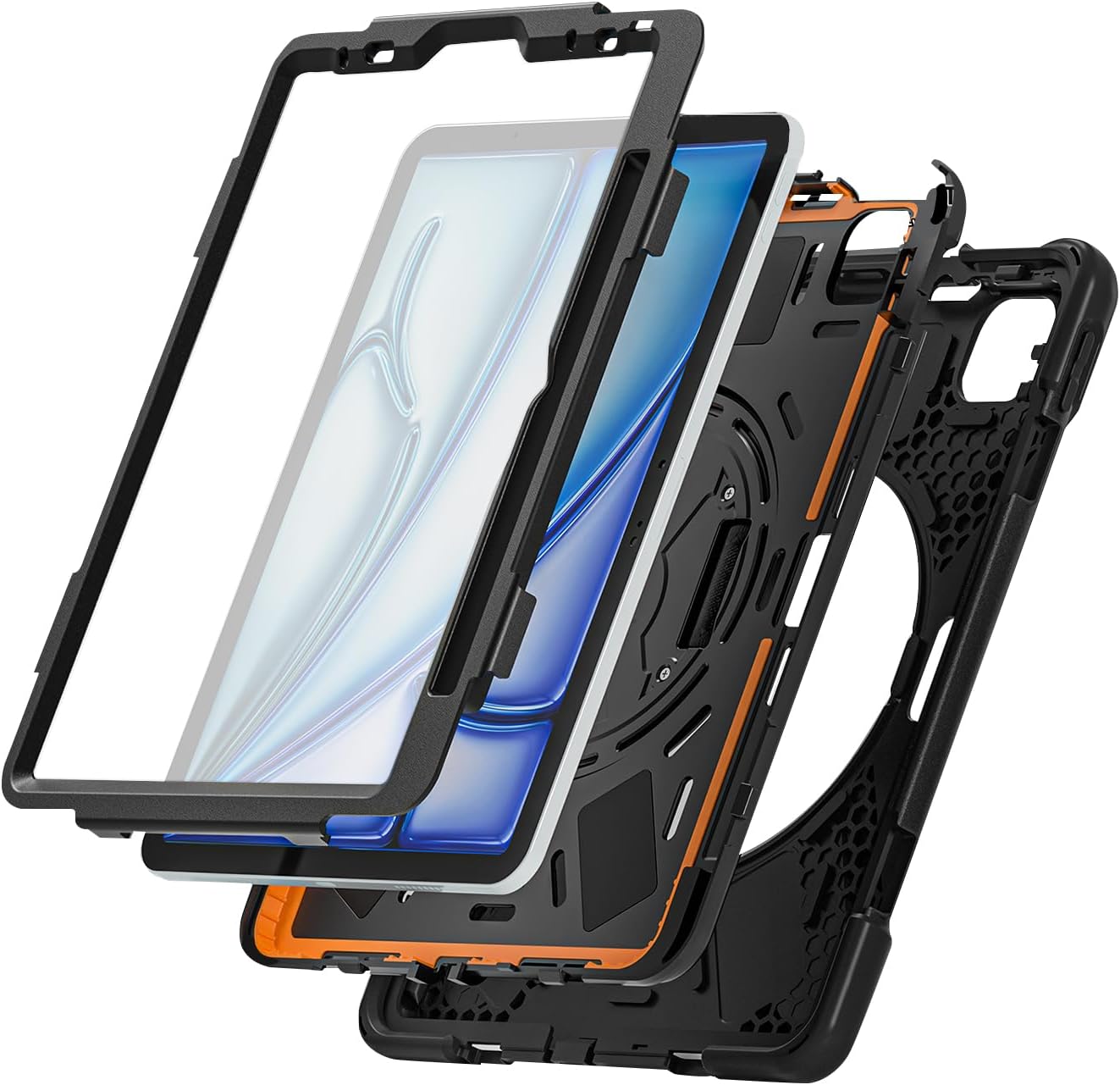 Sahara for iPad Air 11-inch (M4 2026 / M3 2025 / M2 2024) Case - Heavy-Duty Protective Cover with Screen Protector, Kickstand, Pencil Holder, Rotating Hand Strap & Shoulder Strap, Raider-X Series