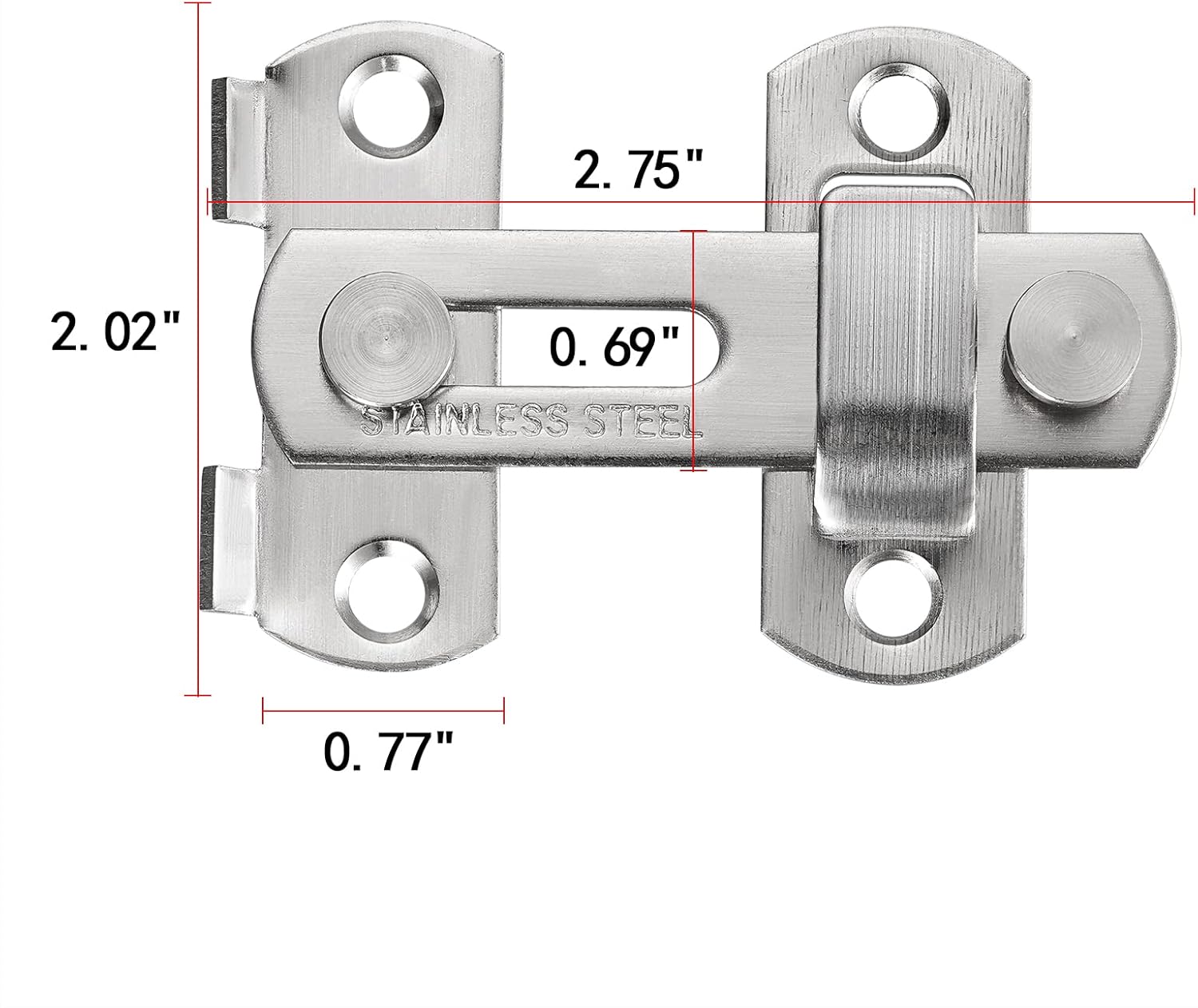 INIRET 2 Packs Barn Door Latches，2.75” x 2.02” Brushed Nickel Stainless Steel barn gate flip Door Latch Bi-fold Door Lock,Sliding Door Antique Lock Gate Latches Wine Cabinet Closet Door Latches
