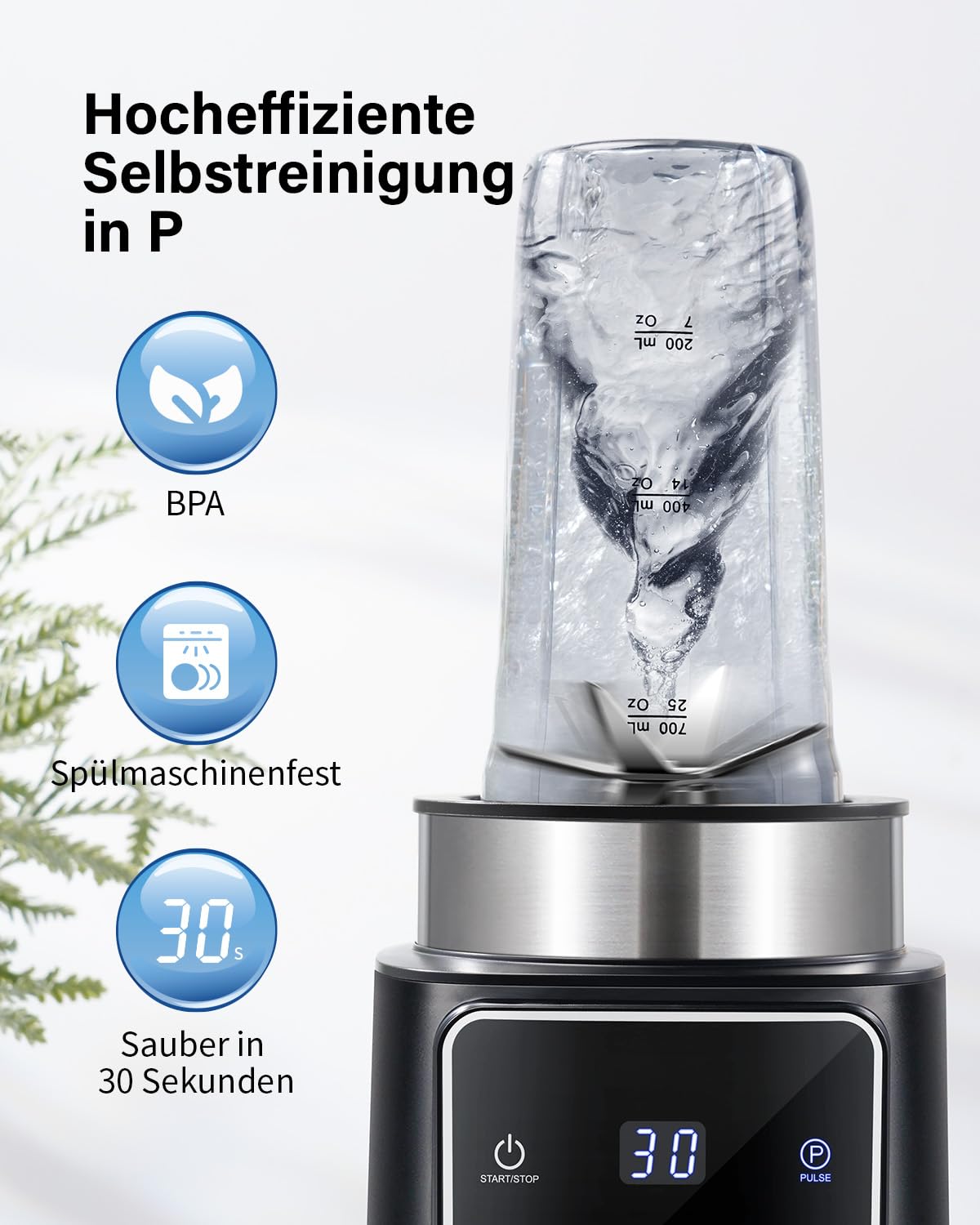 Standmixer, 1500 W, Eisknackmesser 6-Klingen FüR Mixer, Smoothie Maker Mit 4 Programme + Pulsfunktion, 2 * 900 ml Flasche, FüR Smoothies, Milchshakes Und Zum Einfrieren Von Obst