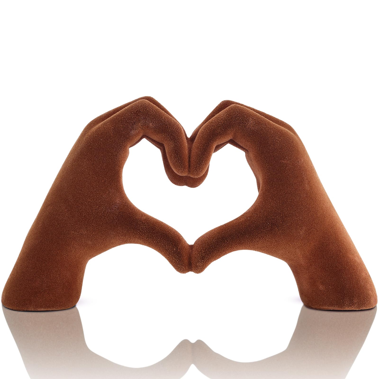 DOVDOV Brown Heart Hand Sculpture, Heart Hand Statue Home Decor Aesthetics, Suitable for Bookshelf Console Table Office Entrance Decoration Bohemian