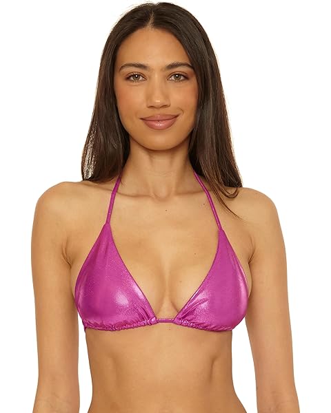 BECCA Liquid Metal Triangle Bikini Top, Adjustable, Tie Back, Swimwear Separates for Women