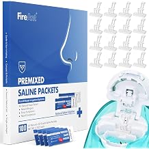 FireAnt 16 Pack Silicone Saline Pods Refills and 100 Count Salt Packets Set, Compatible with Navage Nasal Care, Includes 100 Saline Packets Sinus Rinse + 16 Reusable Salt Pads in White