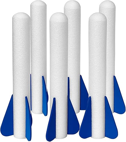 Botabee Stomp Rocket - Paquete de 6 cohetes de espuma que brillan en la oscuridad, juego de juguetes para exteriores, 6.5 pulgadas de longitud,
