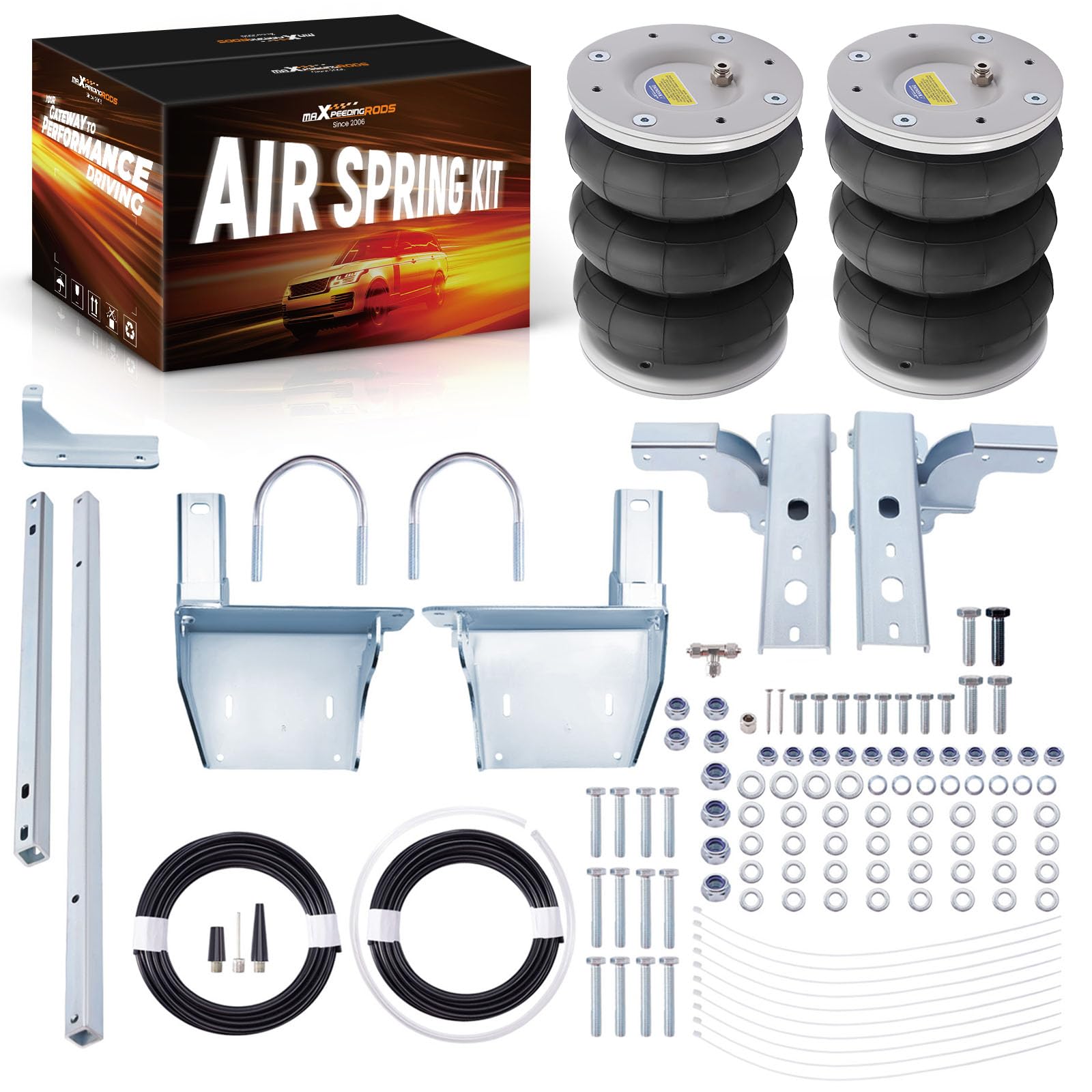maXpeedingrods 2 sospensioni pneumatiche posteriori + kit di supporti per Iveco Daily 30-8/49-12 1985-1999