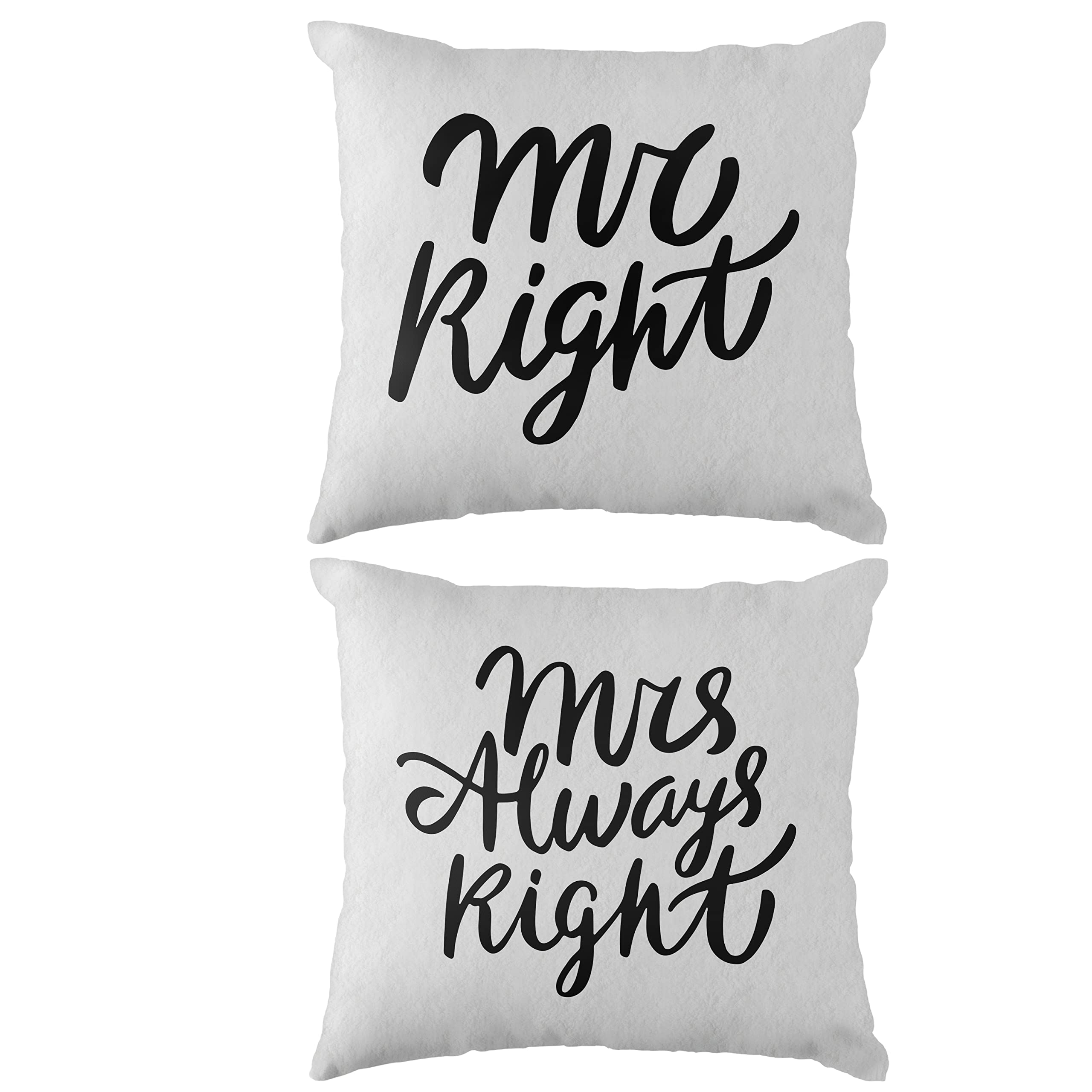 Voatok234POPO-XS02 Mr.Right and Mrs Always Right Throw Pillow Case, 18 x 18 inch, Set of 2 Home Lover Decor Cushion Cover, Gift Wife, Husband, Wedding, Couples' Gift Ideas