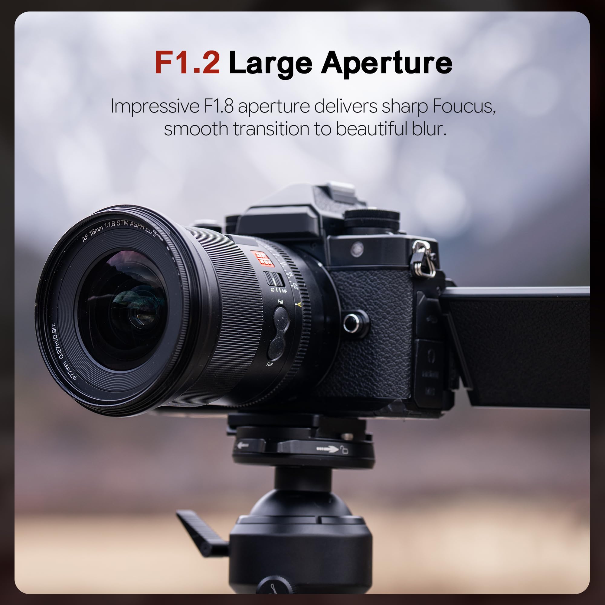 VILTROX 16mm F1.8 Obiettivo Full Frame Messa a fuoco automatica per Nikon Z Mount Grande Apertura Obiettivo per fotocamera Grandangolare Schermo LCD incorporato