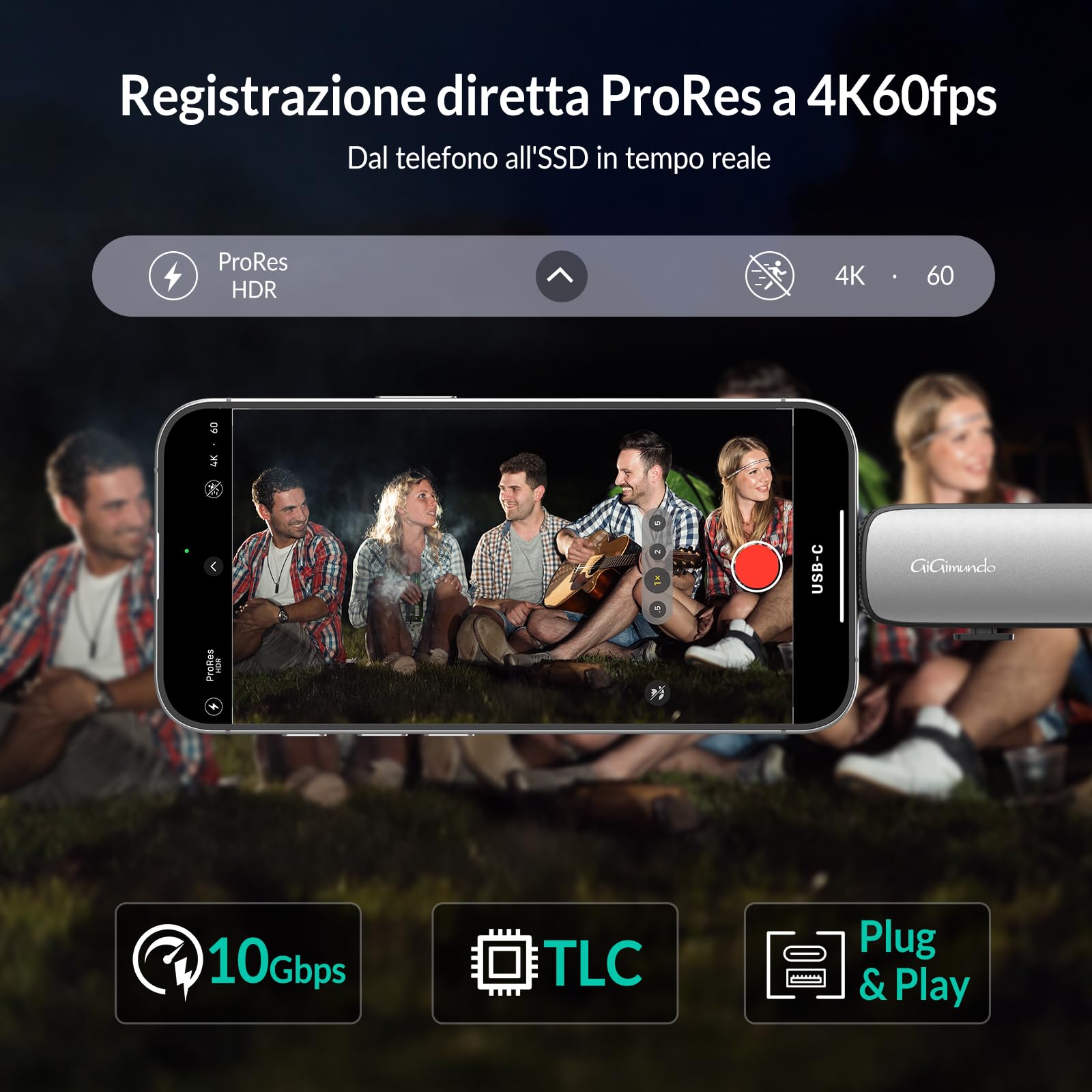 GiGimundo SSD esterno portatile da 128GB USB A+USBC, con fino a 1073MB/s, Solid USB State Drive USB 3.2 Gen2 per iPhone 15/16/17/PS4/Android/Tablet/Windows/Mac, Argento