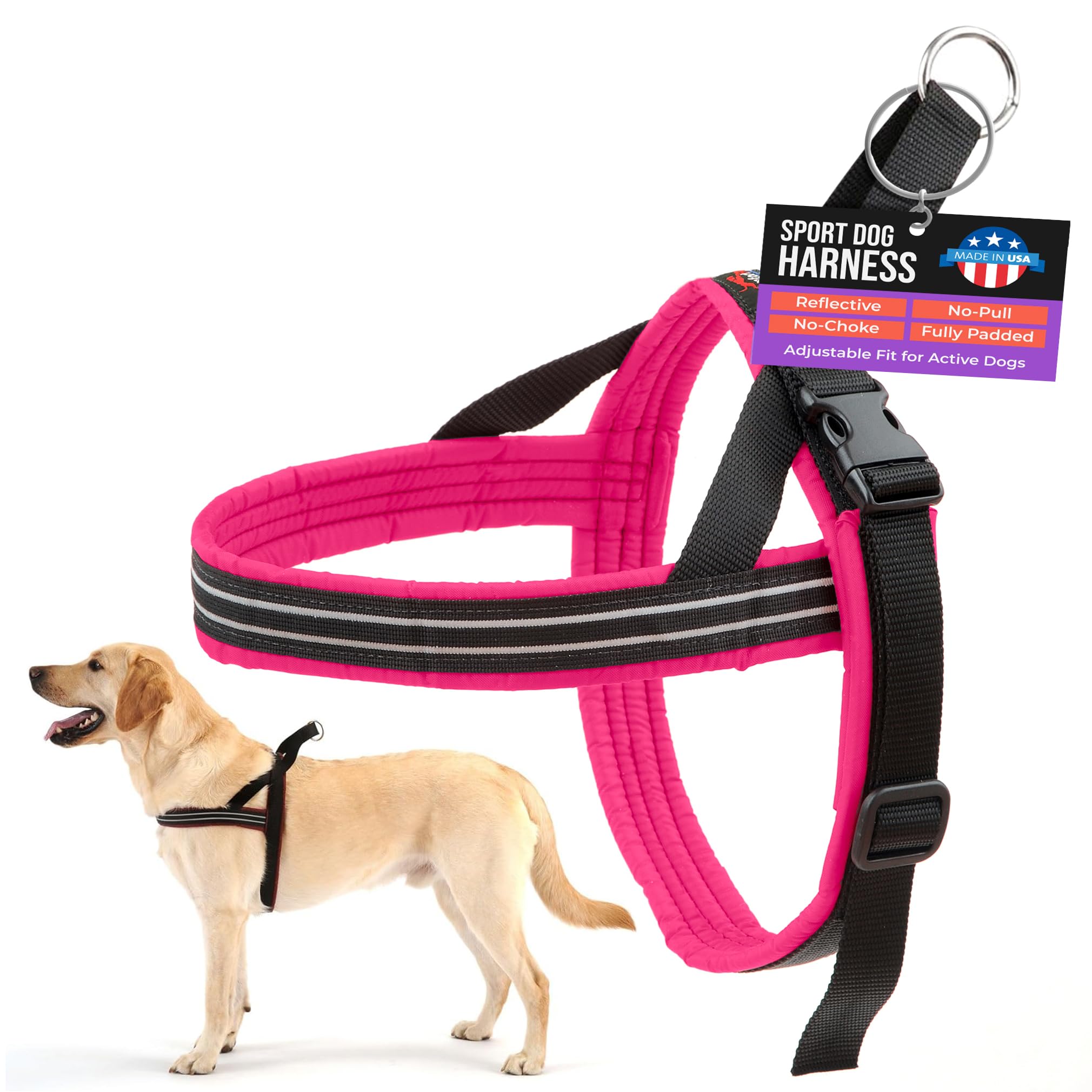 ComfortFlex Sport Dog Harness – No-Choke, Fully Padded, Non-Chafing Harness with Control Handle – Reflective, Lightweight, Adjustable for Active Dogs
