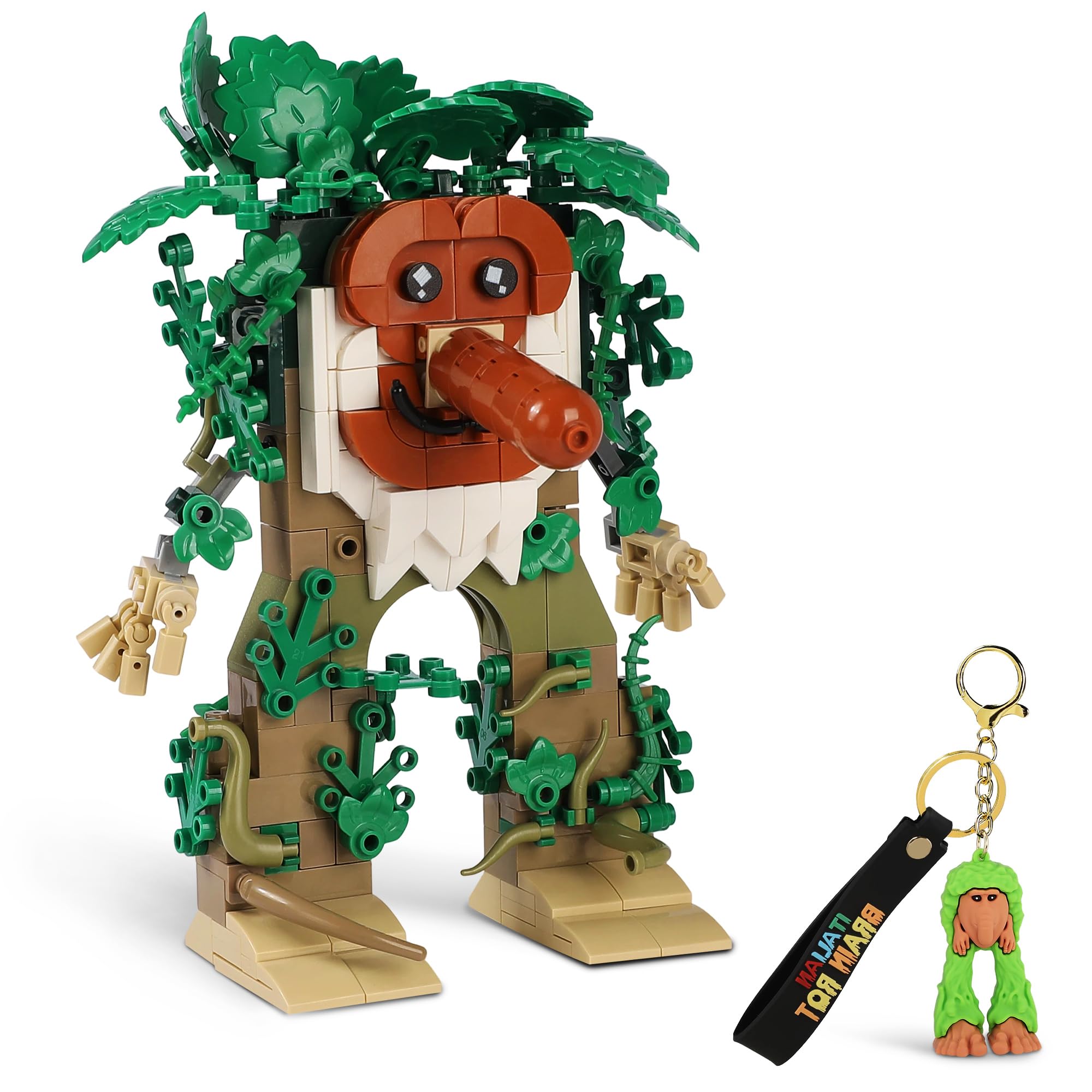 Italian Brainrot Building Blocks Figure with Keychain, Brr Brr Patapin, 266 Pieces Creative Construction Toy, Collectible Display Figure, Unique Gift for Kids & Adults
