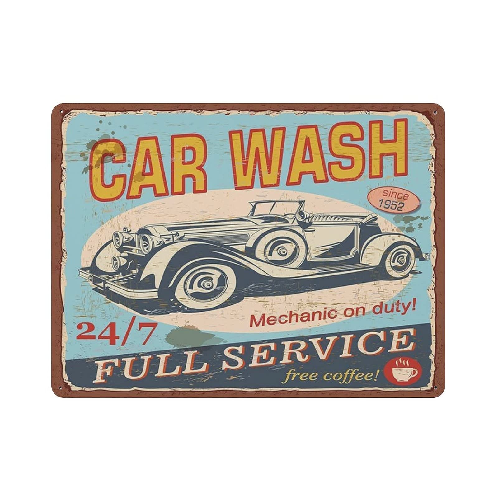 Metal Tin Sign Car Wash Full Service Vintage Tin Poster Metal Sign Wall Decoration Country Kitchen Home Garage Decor 12"x16"