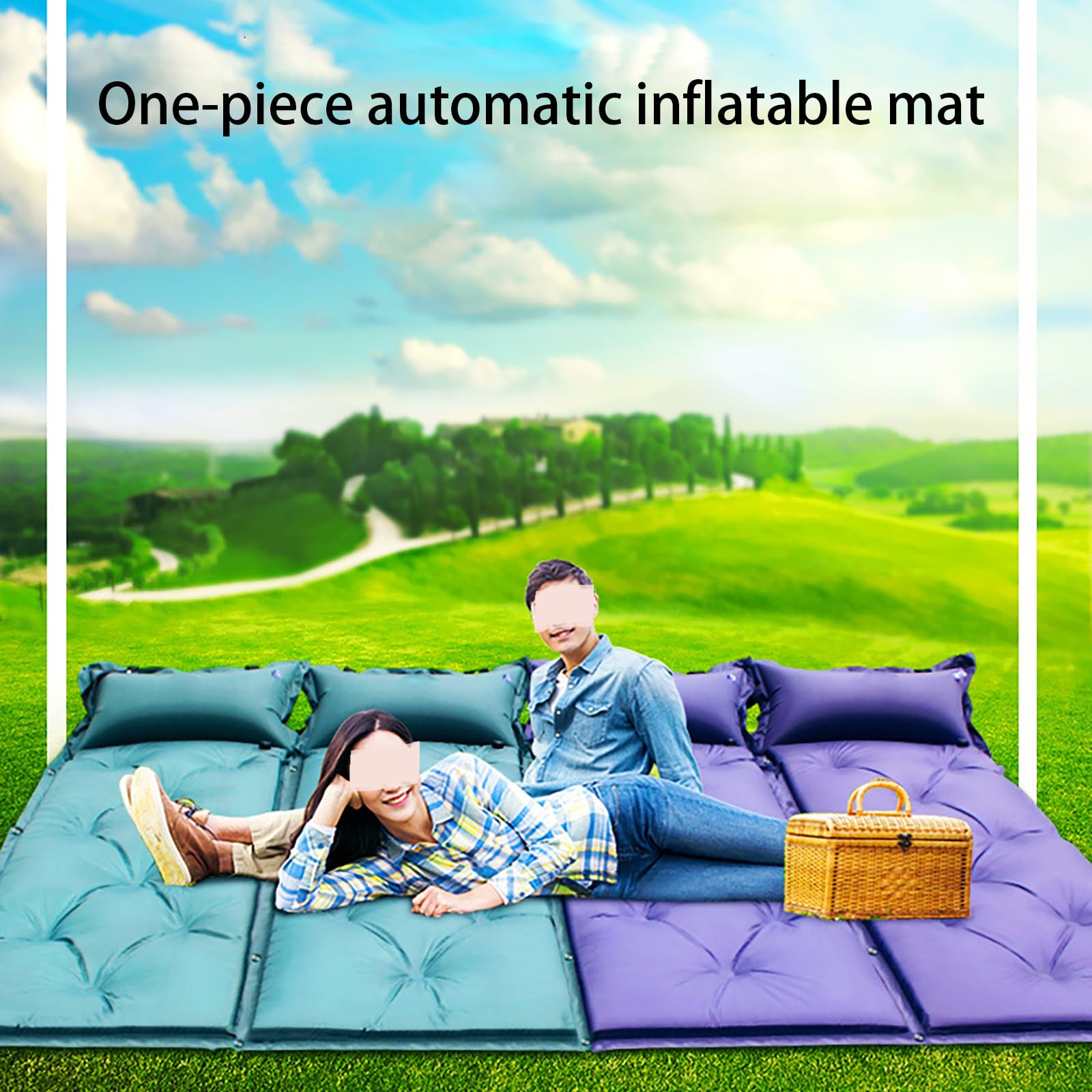 Esterilla De Camping Autoinflable con Almohada Integrada, Colchón De Espuma Impermeable De 3,5 Cm De Grosor Y Válvula De Aire De ABS, para Tiendas De Campaña, Senderismo Y Viajes