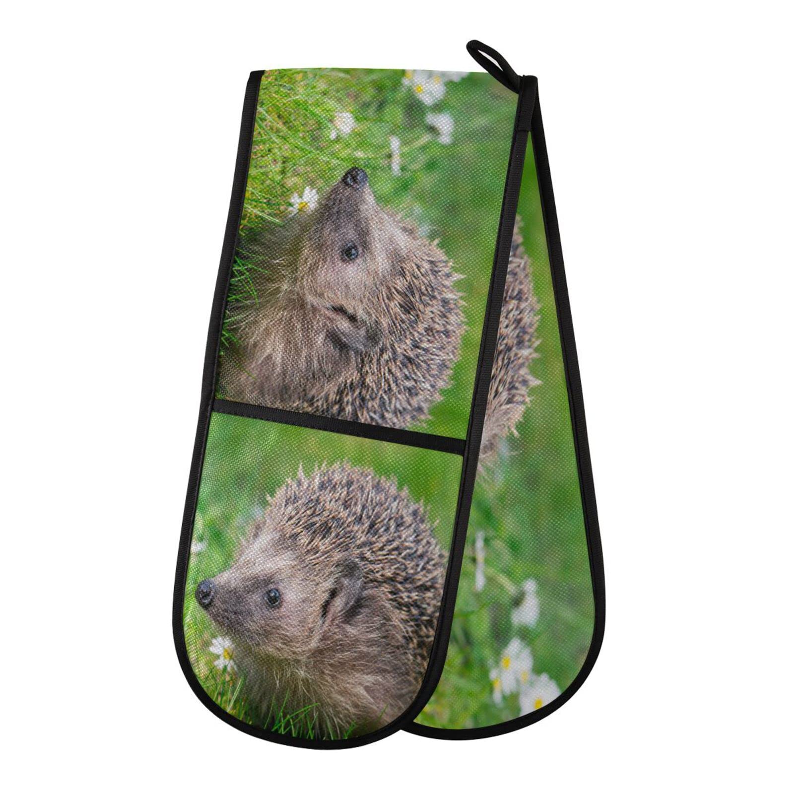Youjuner Colour 42 Double Oven Glove 3D Hedgehog Animal Heat Resistant Double Ovens Mitt Modern Cooking Gloves Potholders