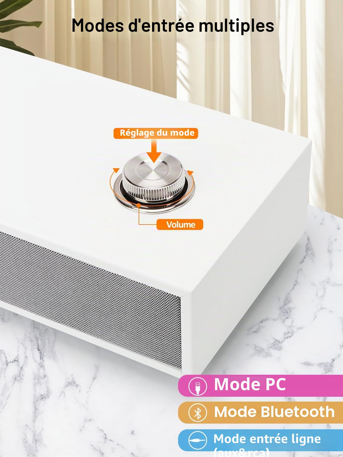 Enceintes PC,16W Haut Parleur PC avec Bluetooth,Enceinte PC avec Caisson de Basse, RCA Enceintes PC pour Ordinateur de Bureau, Ordinateurs Portables, phonographes, téléphones, tablettes（K03）