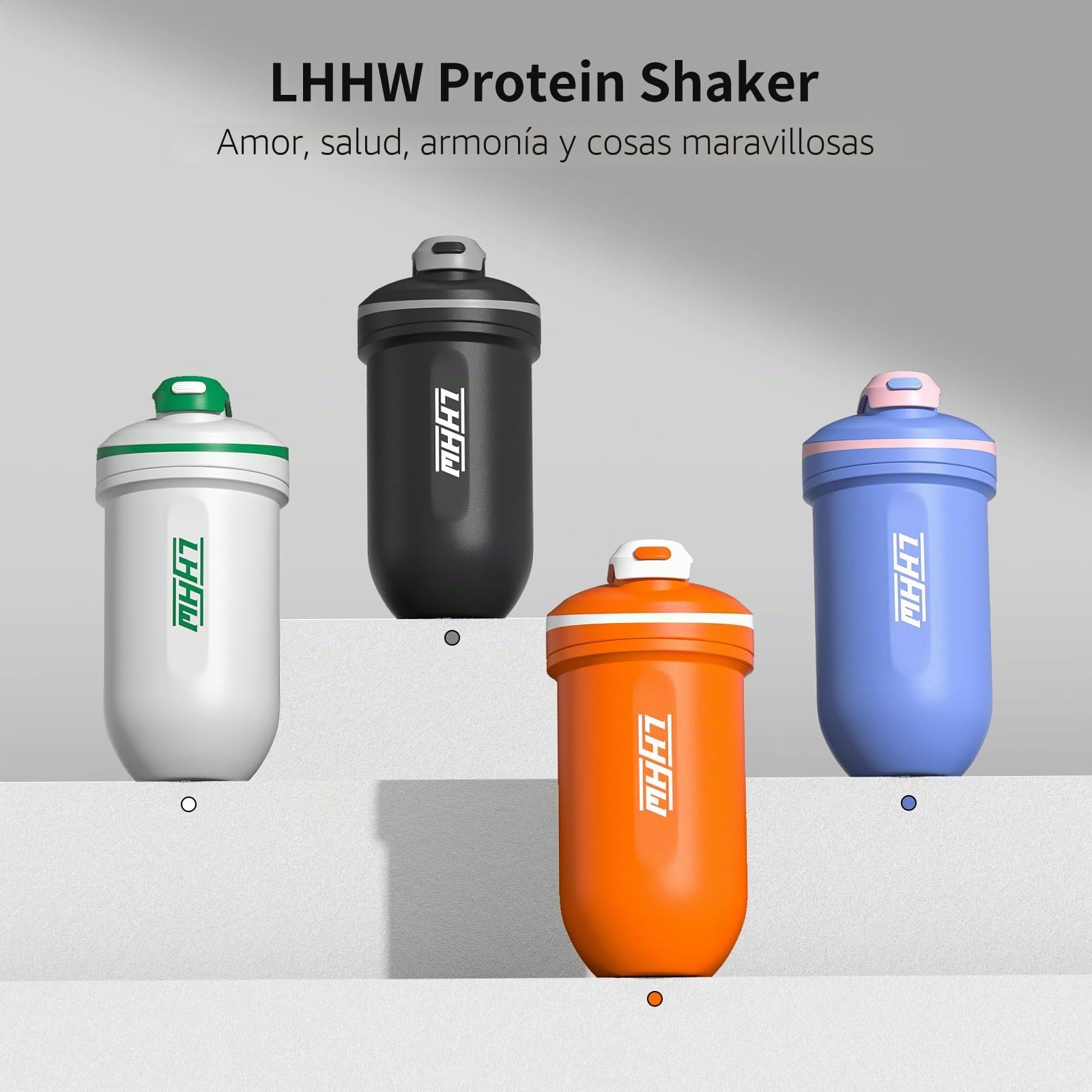 LHHW Coctelera de proteínas de acero inoxidable, 500 ml, no requiere bola mezcladora, mantener el frío, a prueba de fugas, sin BPA, batido de proteínas