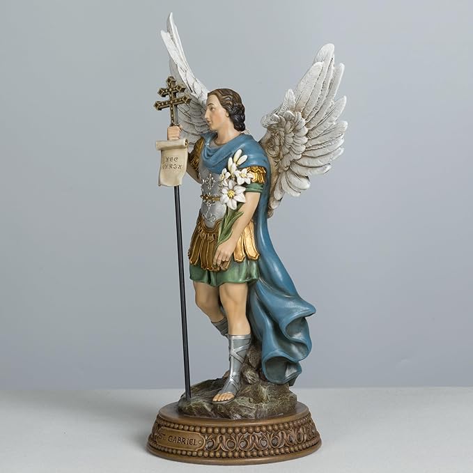 Estatua de San Gabriel Arcángel 12 pulgadas Resina color miniatura 3