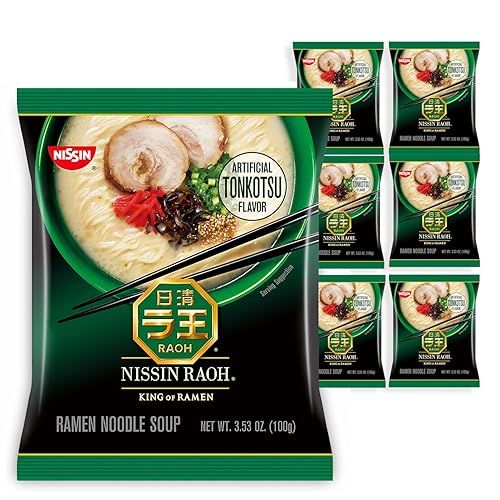 Nissin RAOH Ramen Noodle Soup, Tonkotsu, 3.53 Ounce (Pack of 6) - Tonkotsu - 3.53 Ounce (Pack of 6)