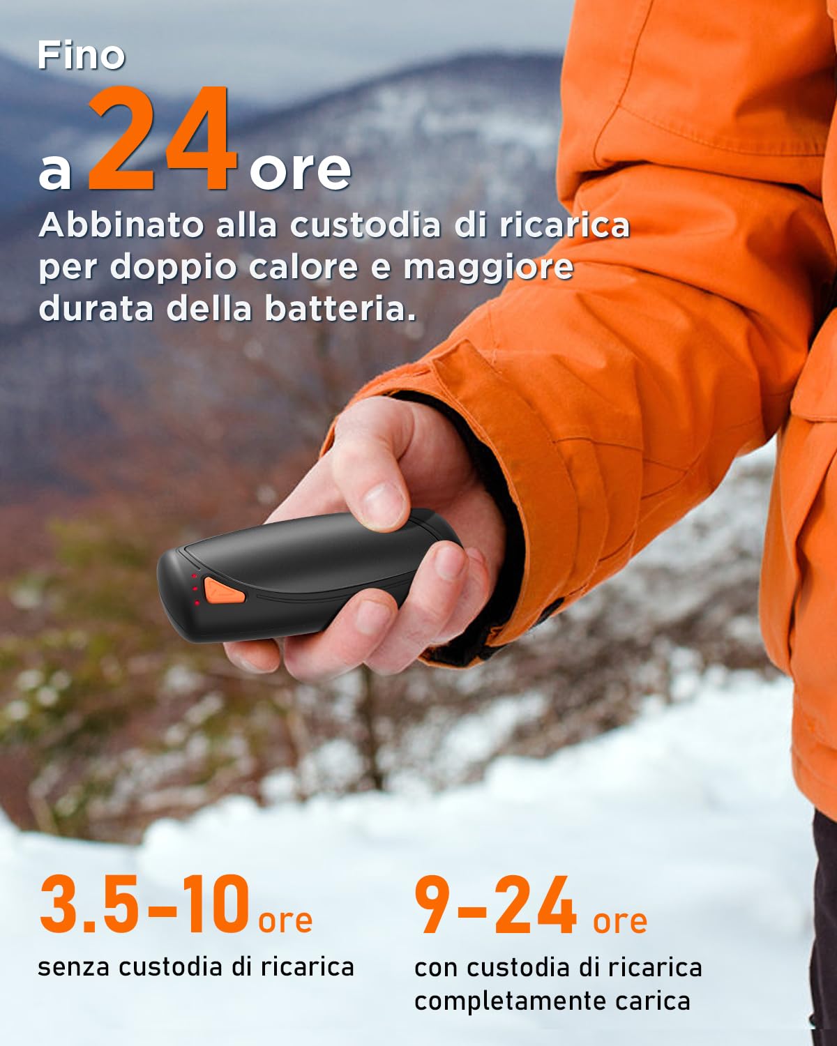 Lepwings Scaldamani Elettrico Portatile 2 Pezzi con Custodia di Ricarica, 14.000 mAh Scaldamani Ricaricabile Riutilizzabile, 3 Modalità di Riscaldamento Bifacciale,Regali Invernali per Esterno