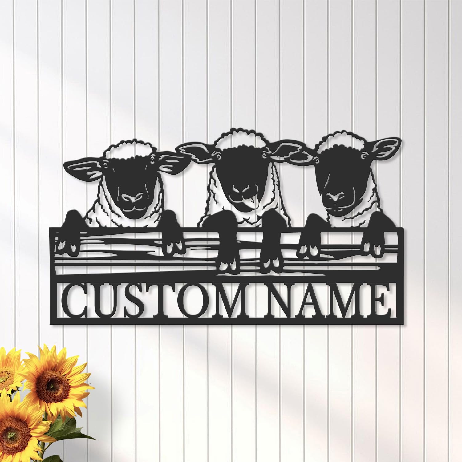 Personalized Sheep Metal Sign, Custom Farm Name Wall Art, Rustic Ranch Decor, Woolly Farmhouse Gift, Outdoor Pasture Plaque (Style-2)