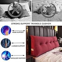 Vista 3 de Almohada triangular grande de cuña de lectura, cojín de cabecera para reposo en cama, almohada de forro polar para cabecero, respaldo con funda